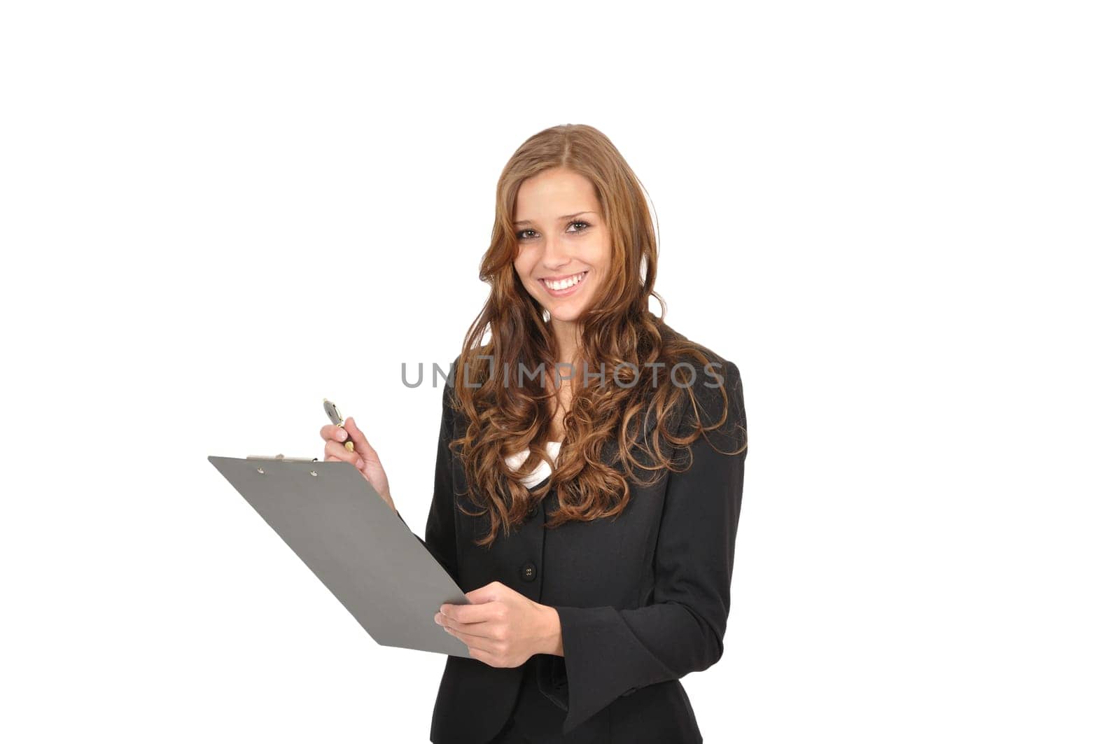 Businesswoman with suit and clipboard