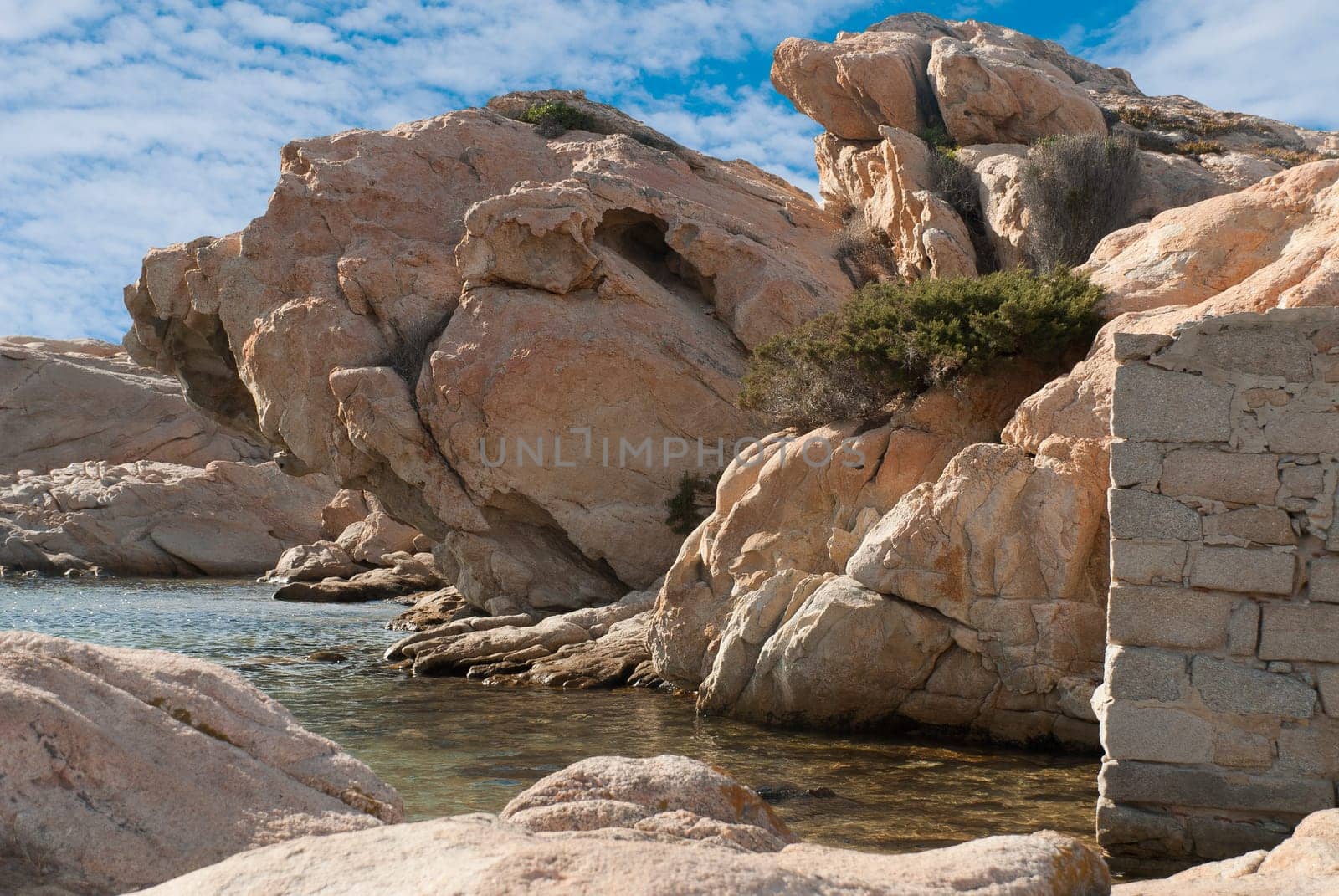 pink granite rocks on the Island La Maddalena in Sardinia