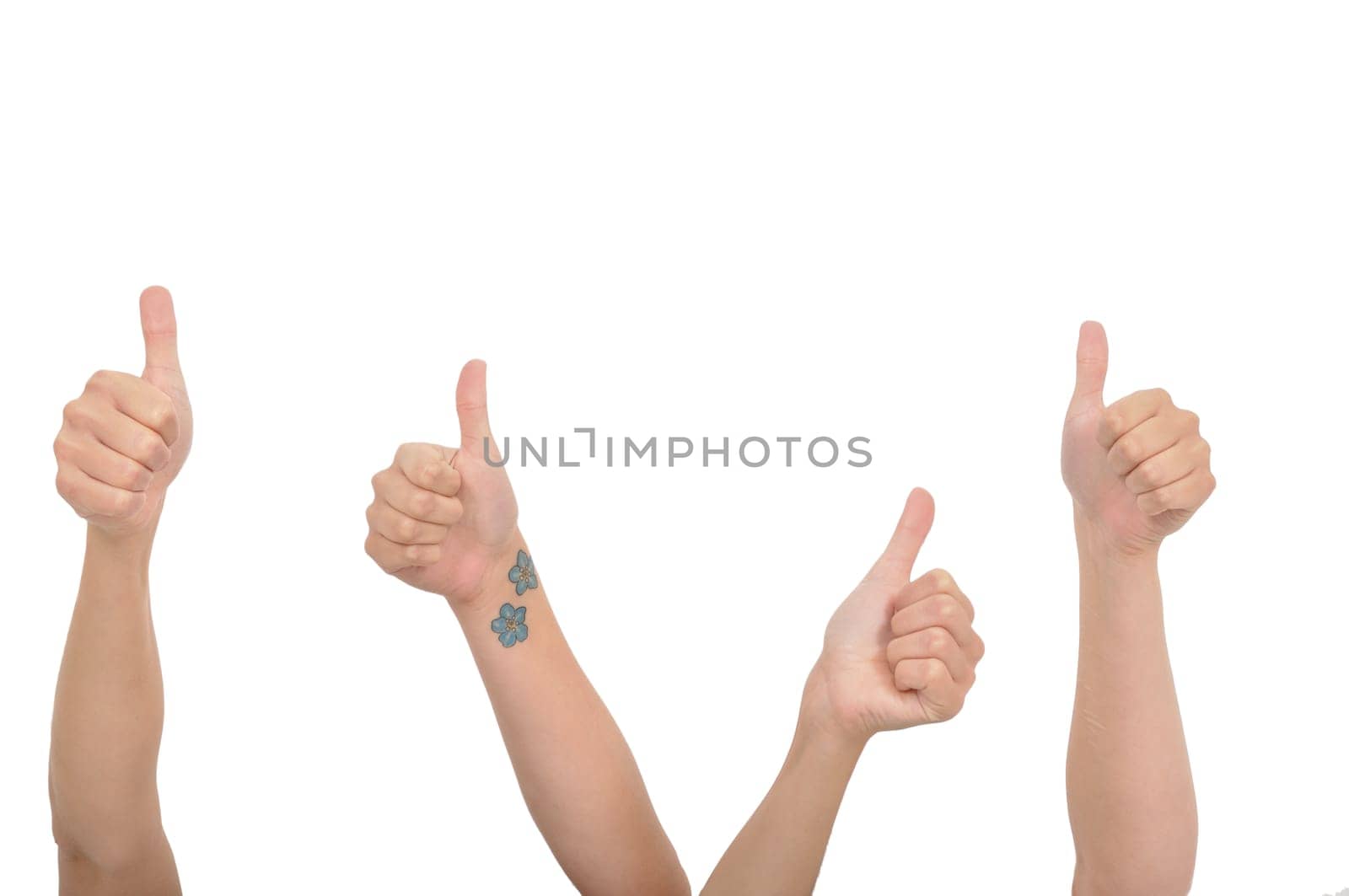Four thumbs up with flowers