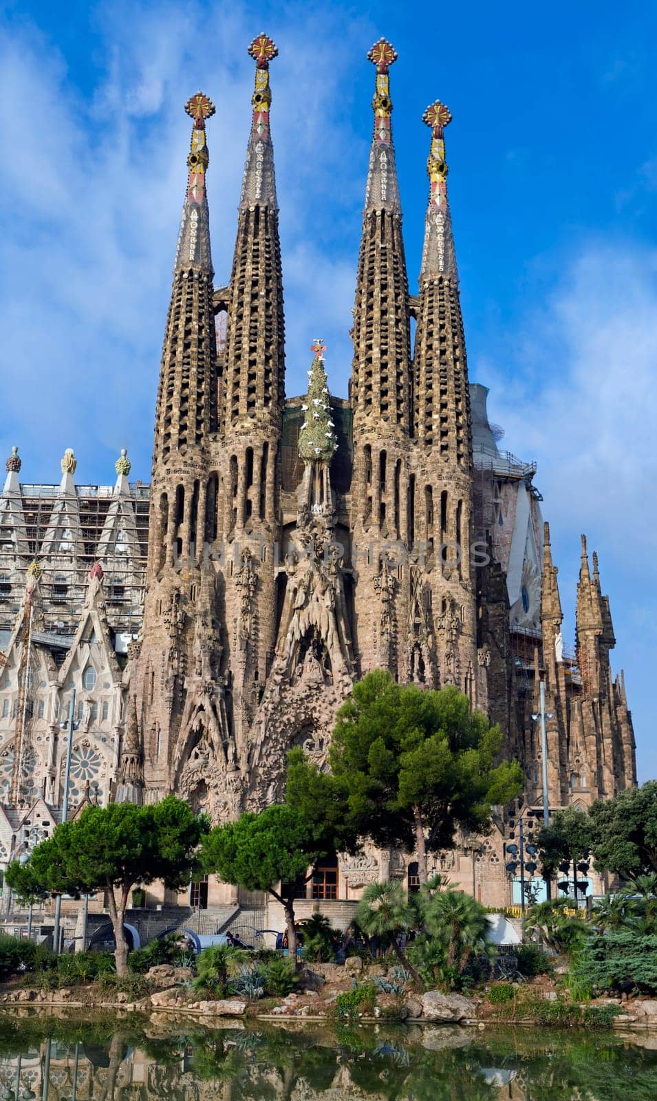 Facade Sagrada Familia Barcelona Spain, belongs to the work of Gaudí, without cranes