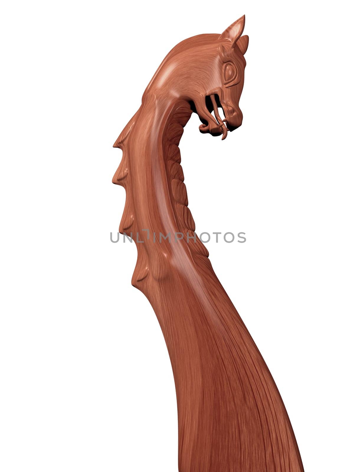Illustration of an ancient wooden figurehead from a Viking longboat