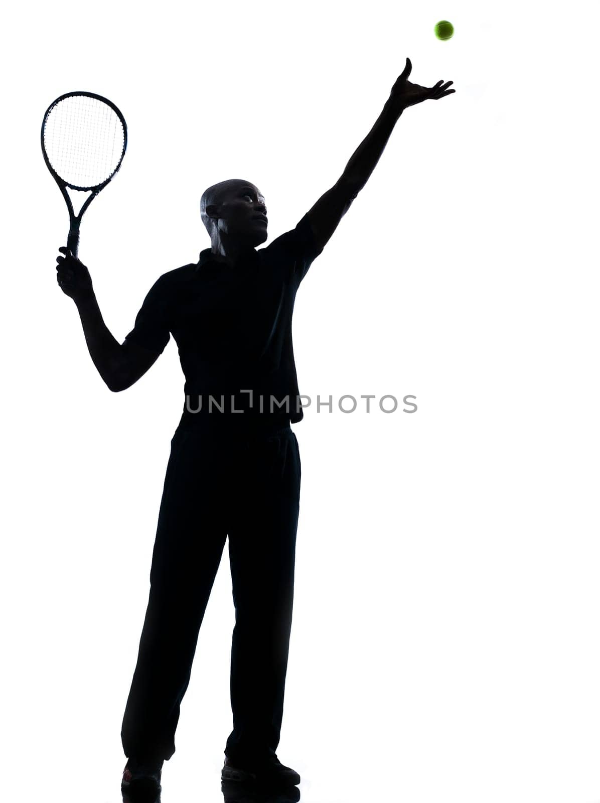 man african afro american playing tennis player on studio isolated on white background