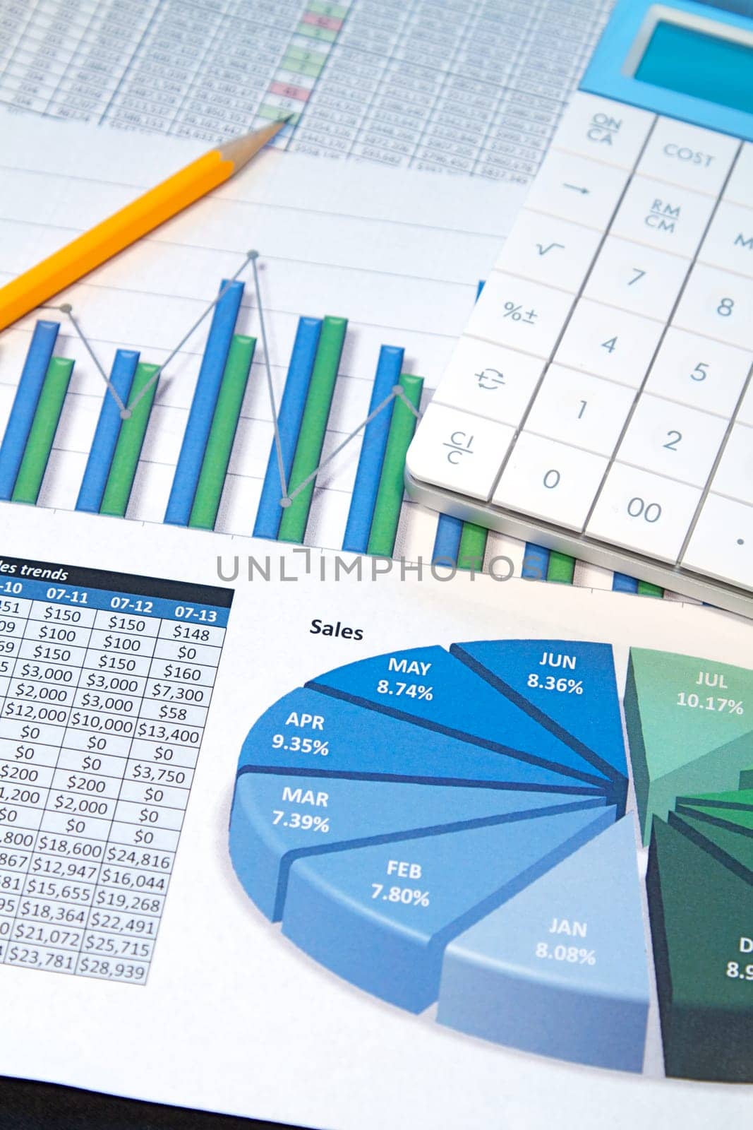 A business strategy using color charts and a calculator