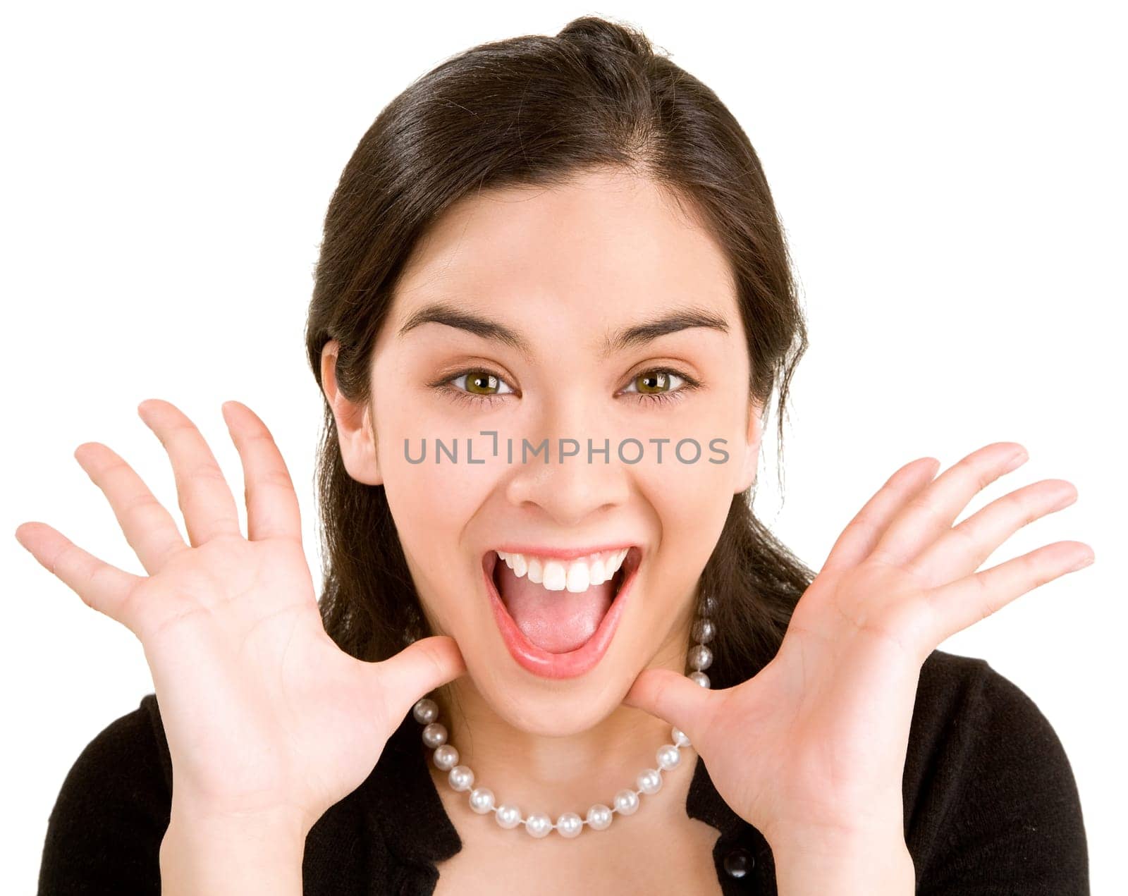 This is the expression of a woman winning something big.