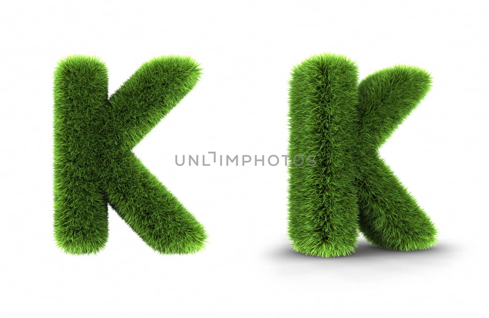 Grass letter k, isolated on white background