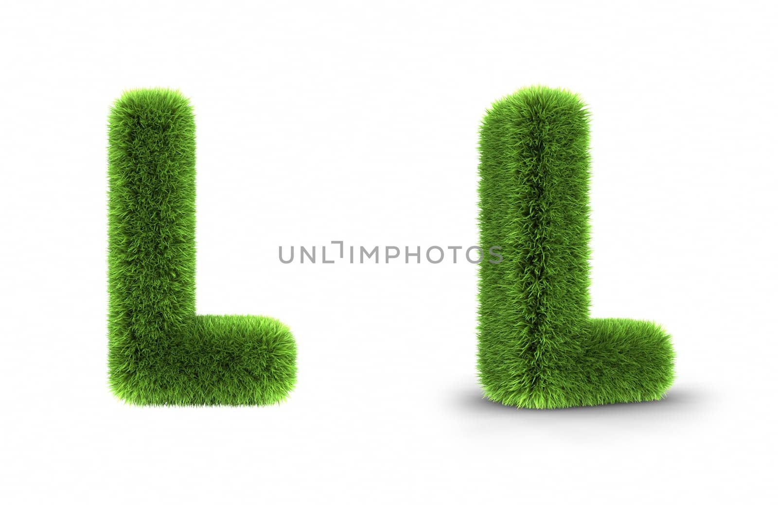 Grass letter l, isolated on white background