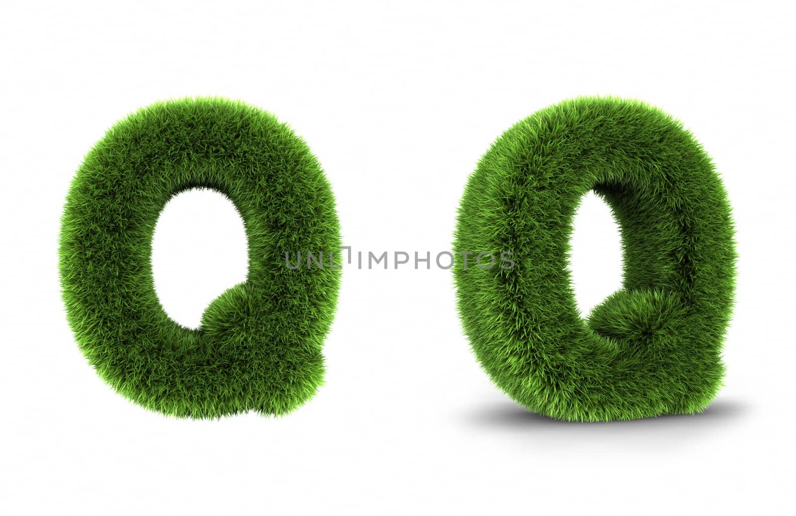 Grass letter q, isolated on white background