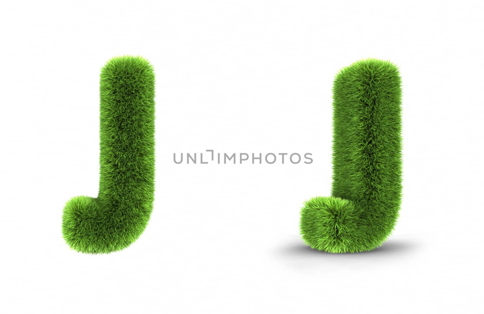 Grass letter j, isolated on white background