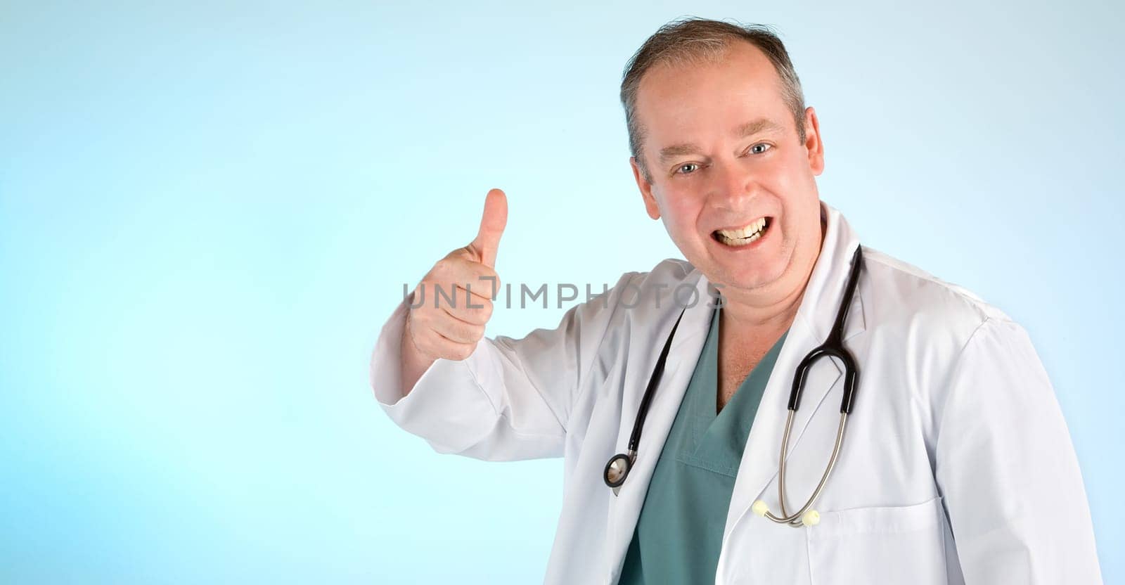 Doctor is giving his approval with his thumbs up