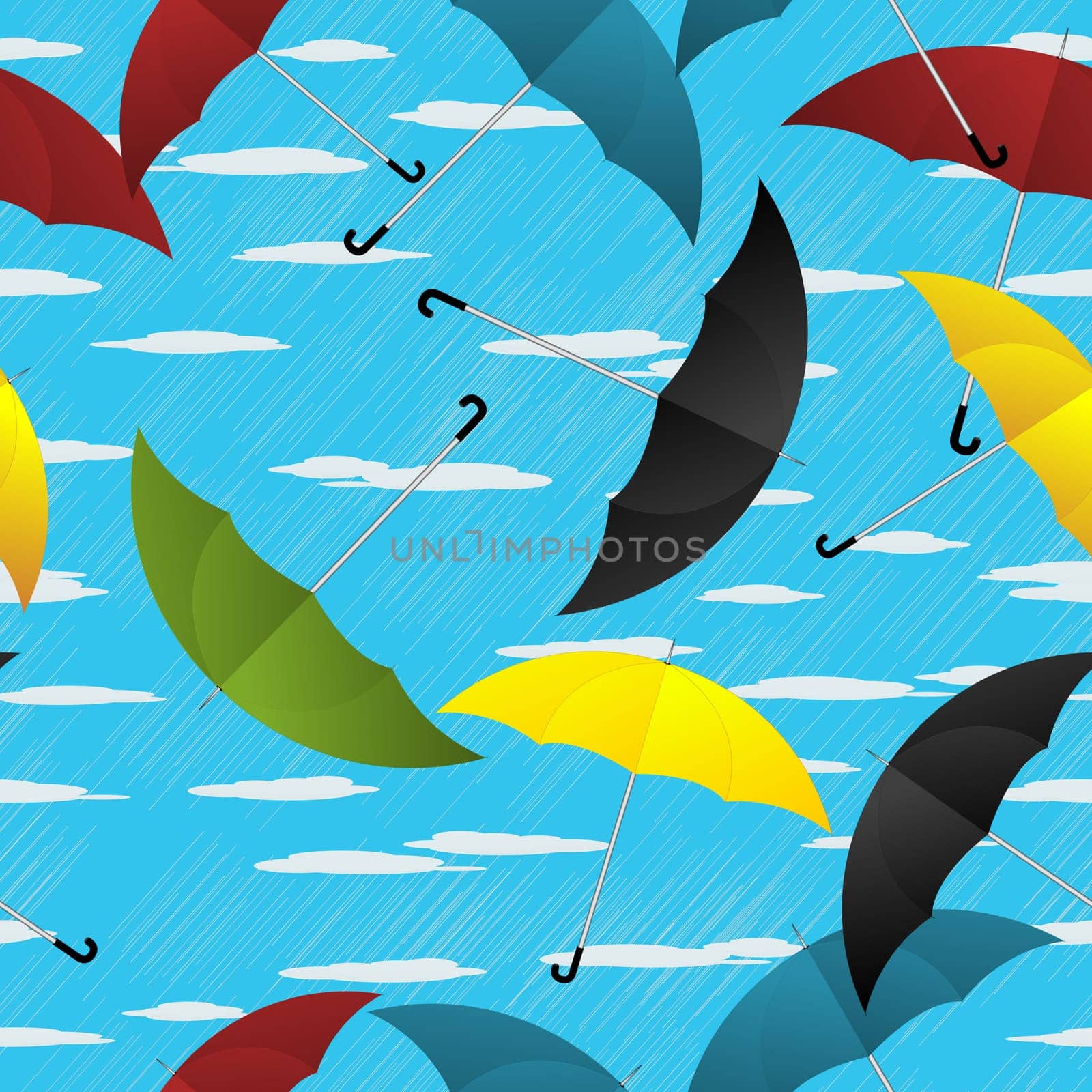 Colored umbrellas pattern, seamless background