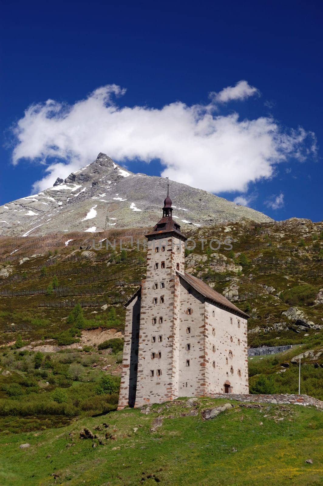 View of Stockalper Hospice at Simplon pass, Switzerland