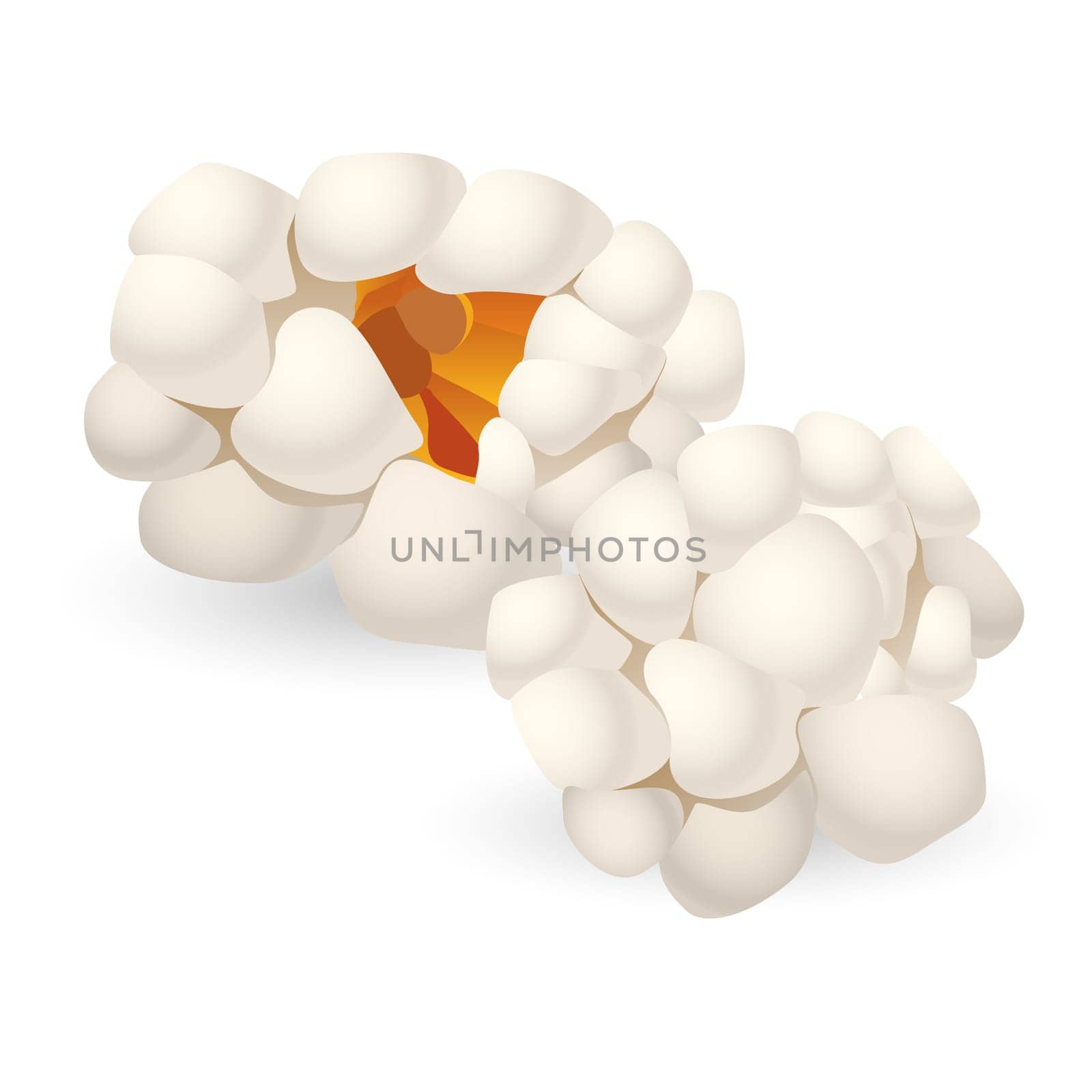 Two single pieces of isolated popcorn. Illustration on white background