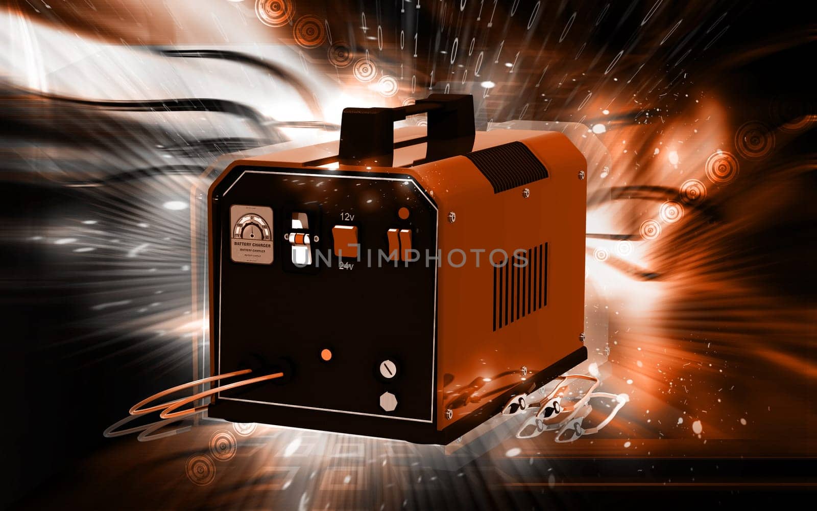 Digital illustration of Battery charger in colour background