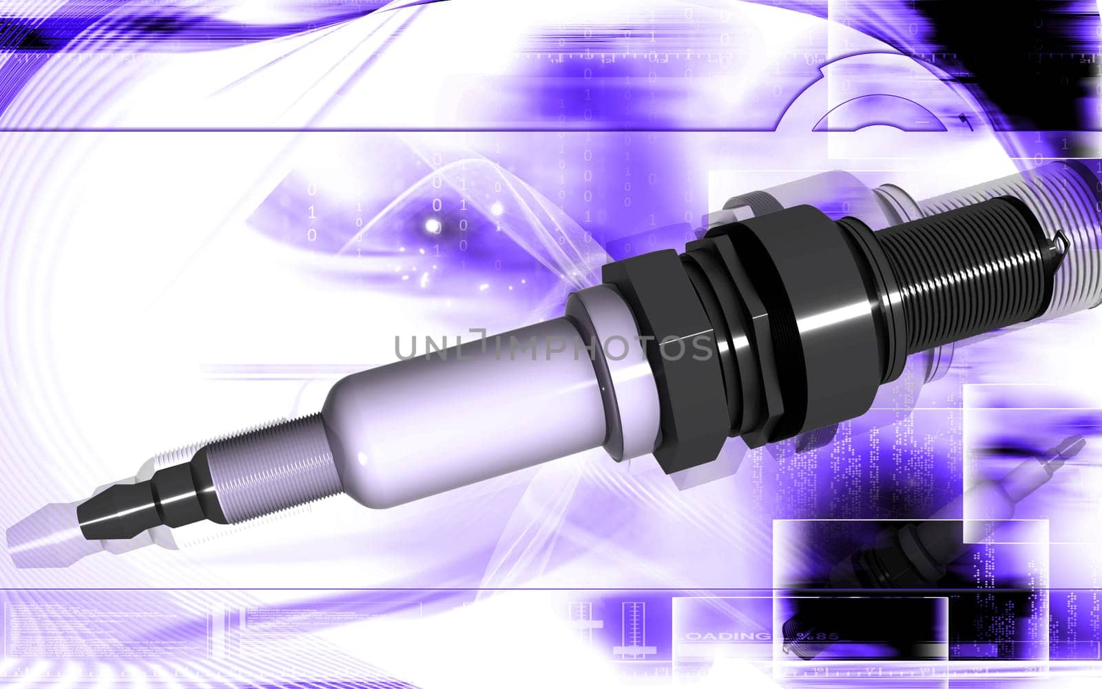 Digital illustration of Spark plug in colour background