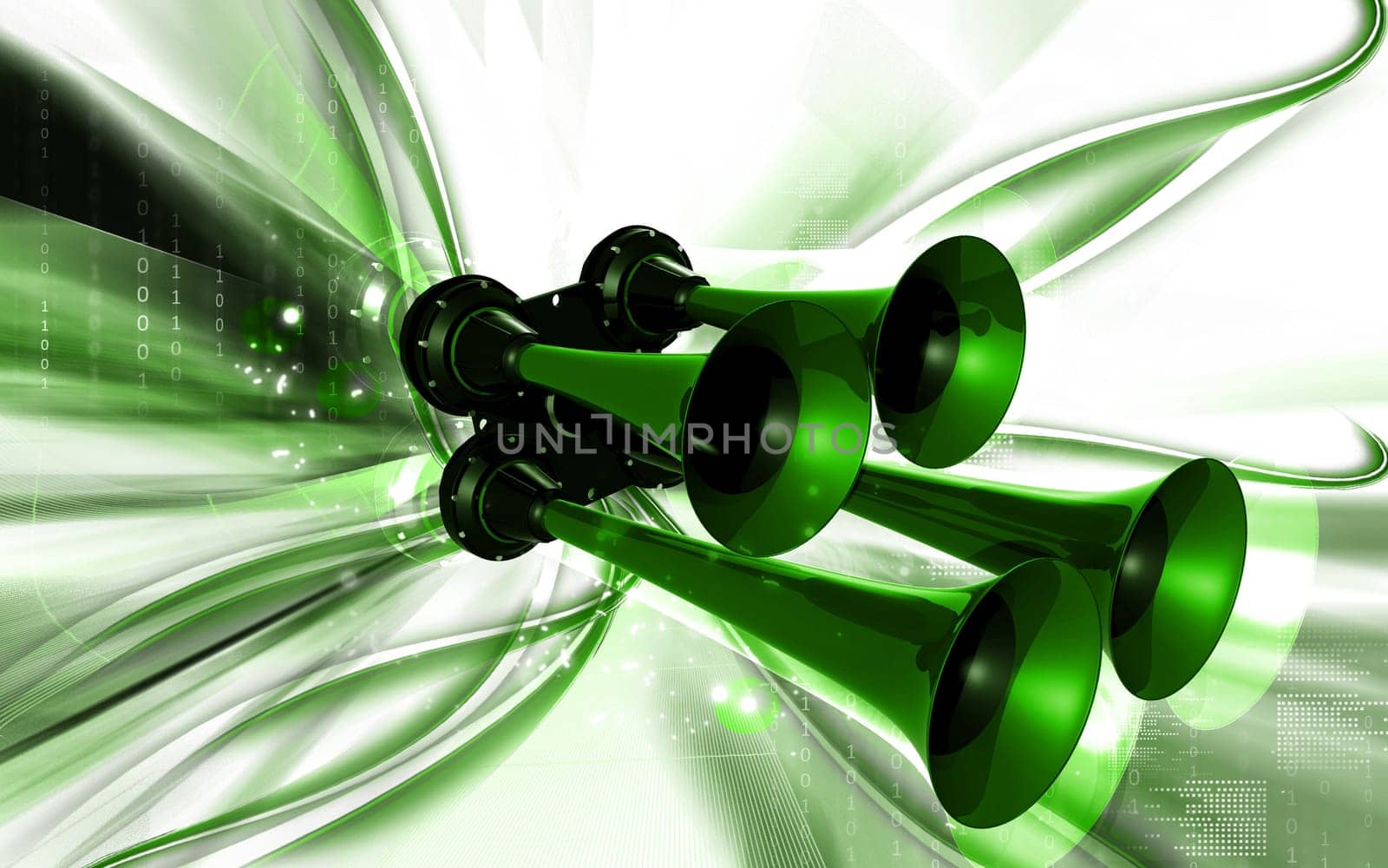 Digital illustration of horn in colour background