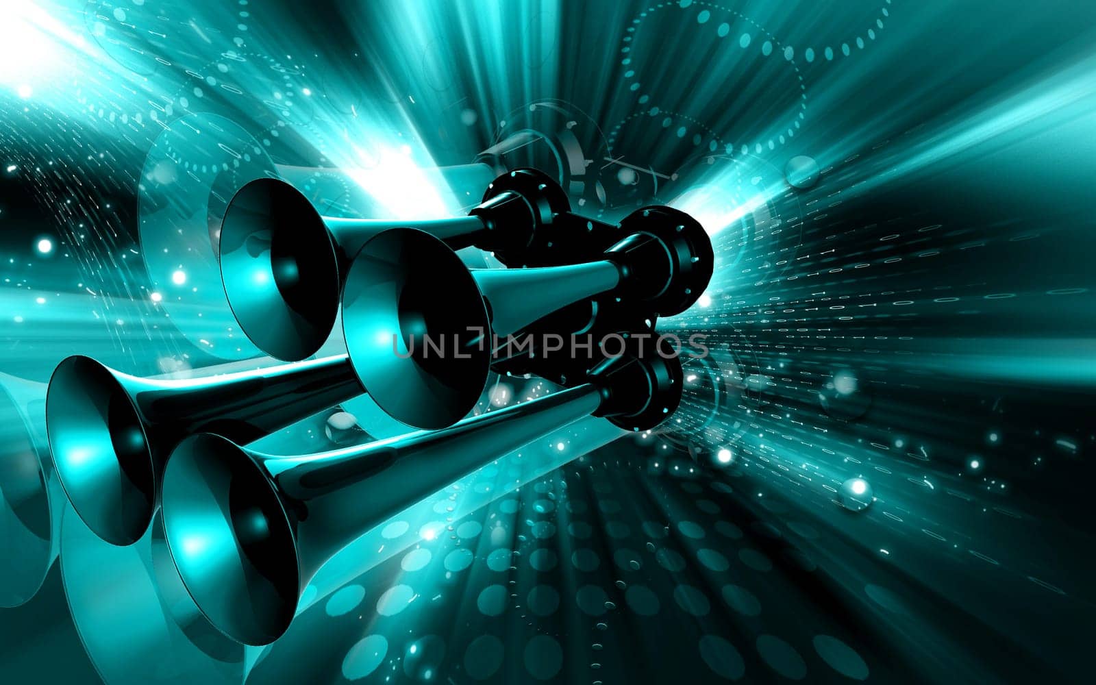 Digital illustration of horn in colour background