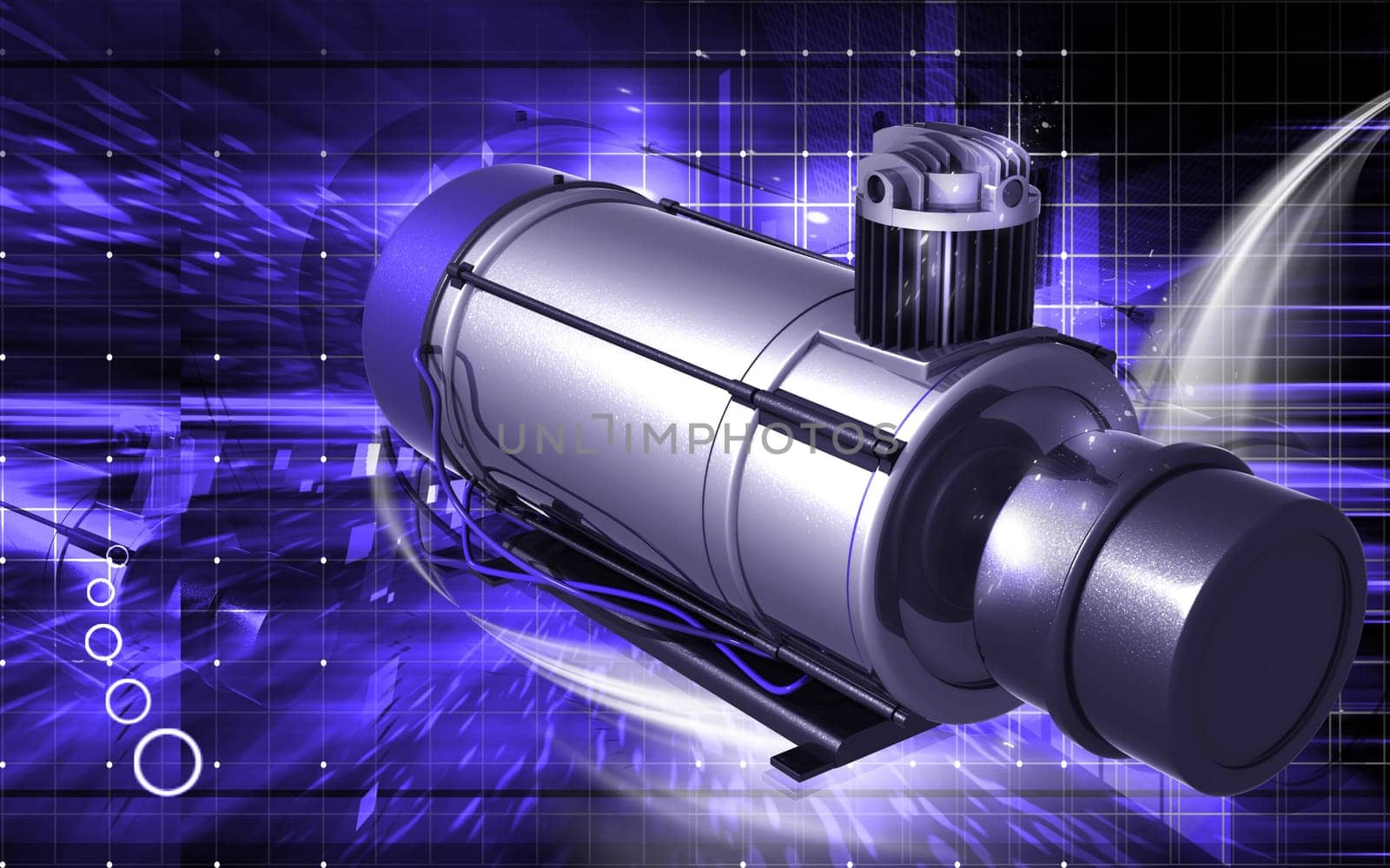 Digital illustration of air compressor in colour background
