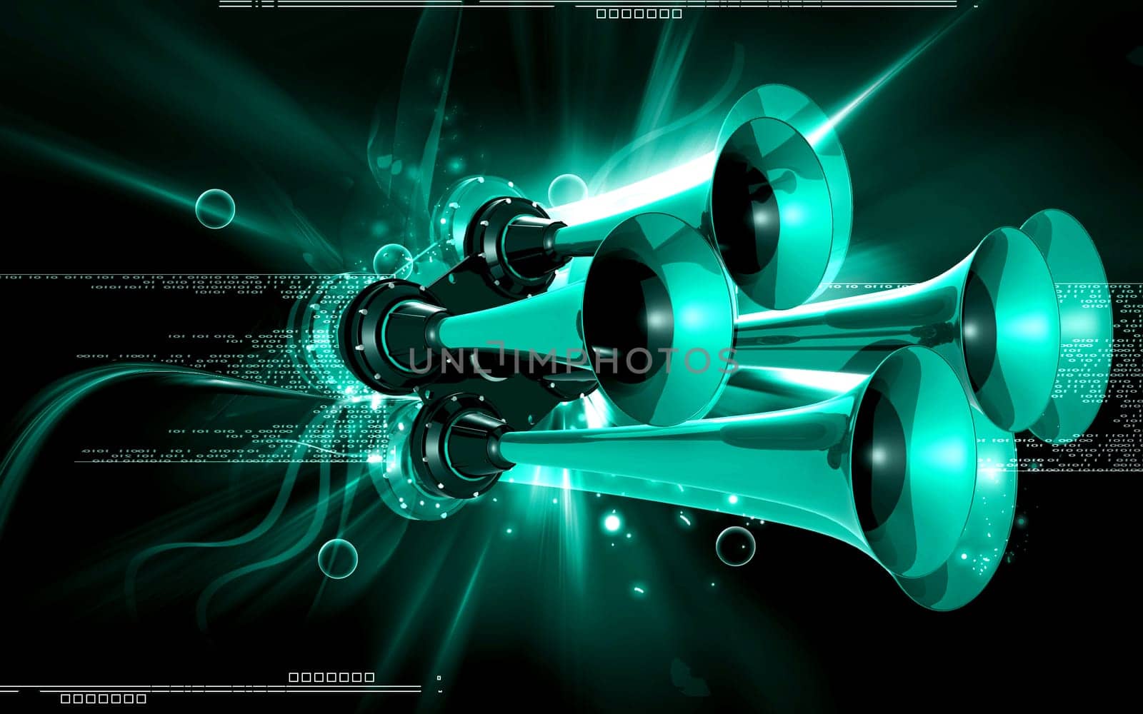 Digital illustration of horn in colour background
