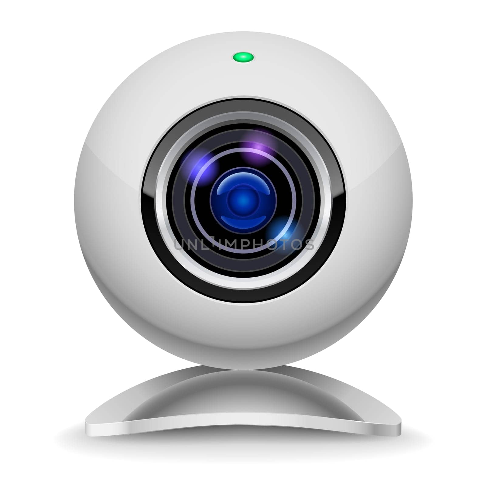 Realistic white webcam. Illustration on white background