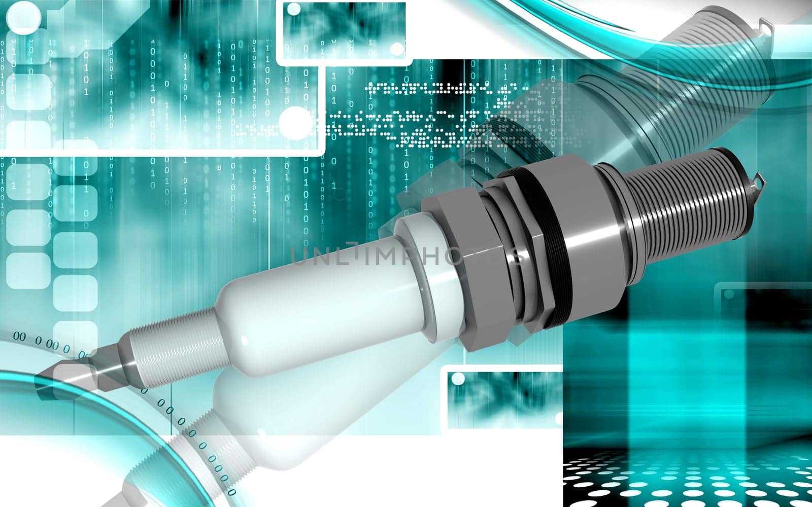 Digital illustration of Spark plug in colour background