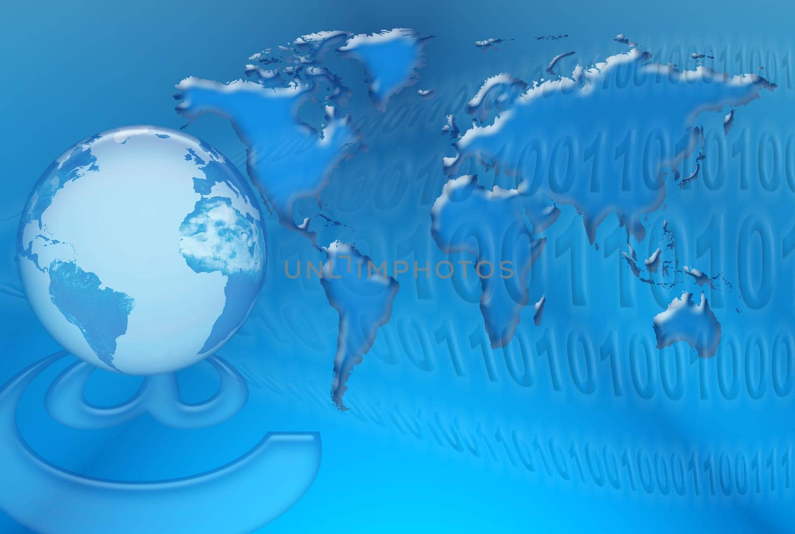 Communication and Internet networks in the world against the background of world map and digital system