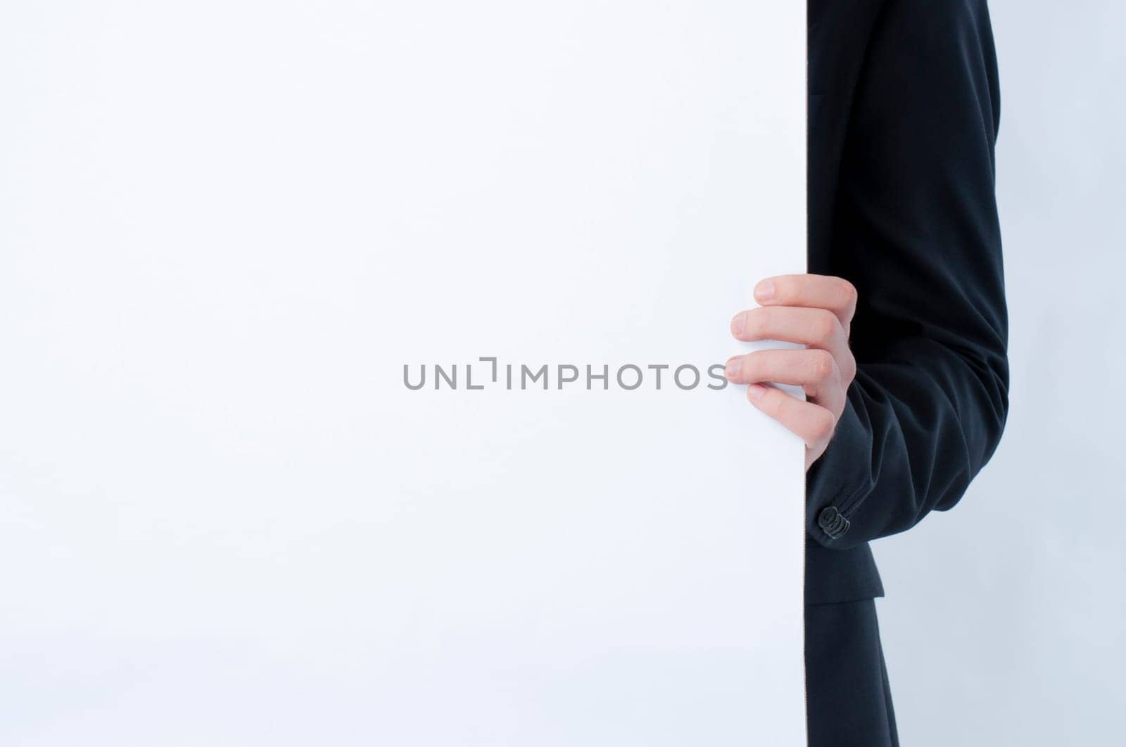 Man holding a great white panel