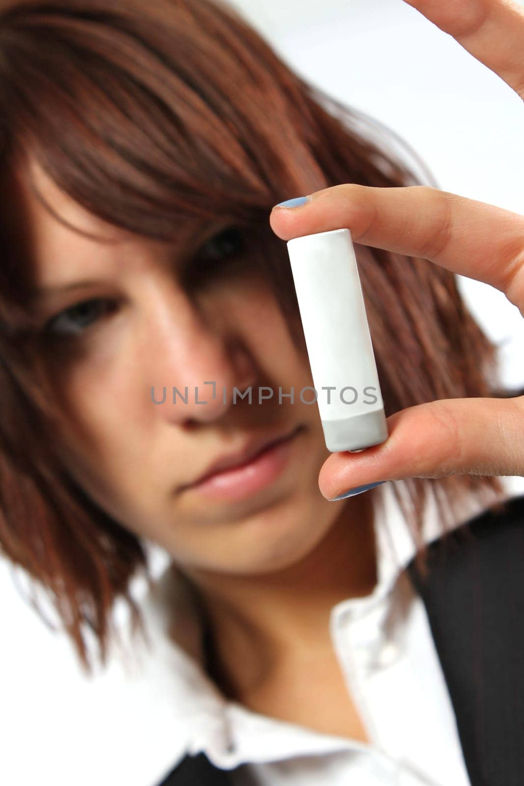 Woman with battery / rechargeable battery