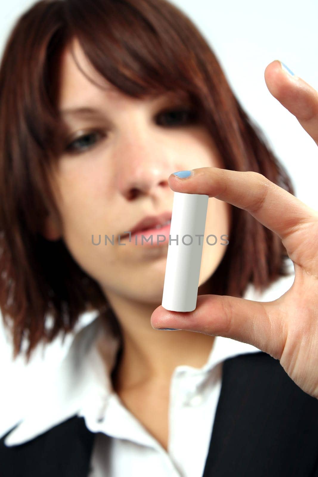 Woman with battery / rechargeable battery