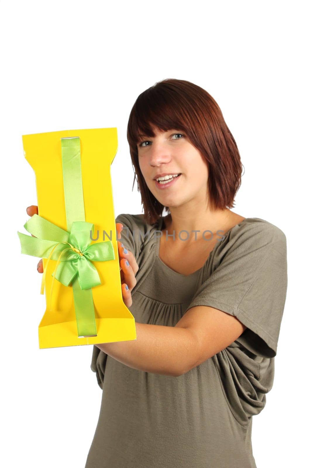 Girl with yellow gift