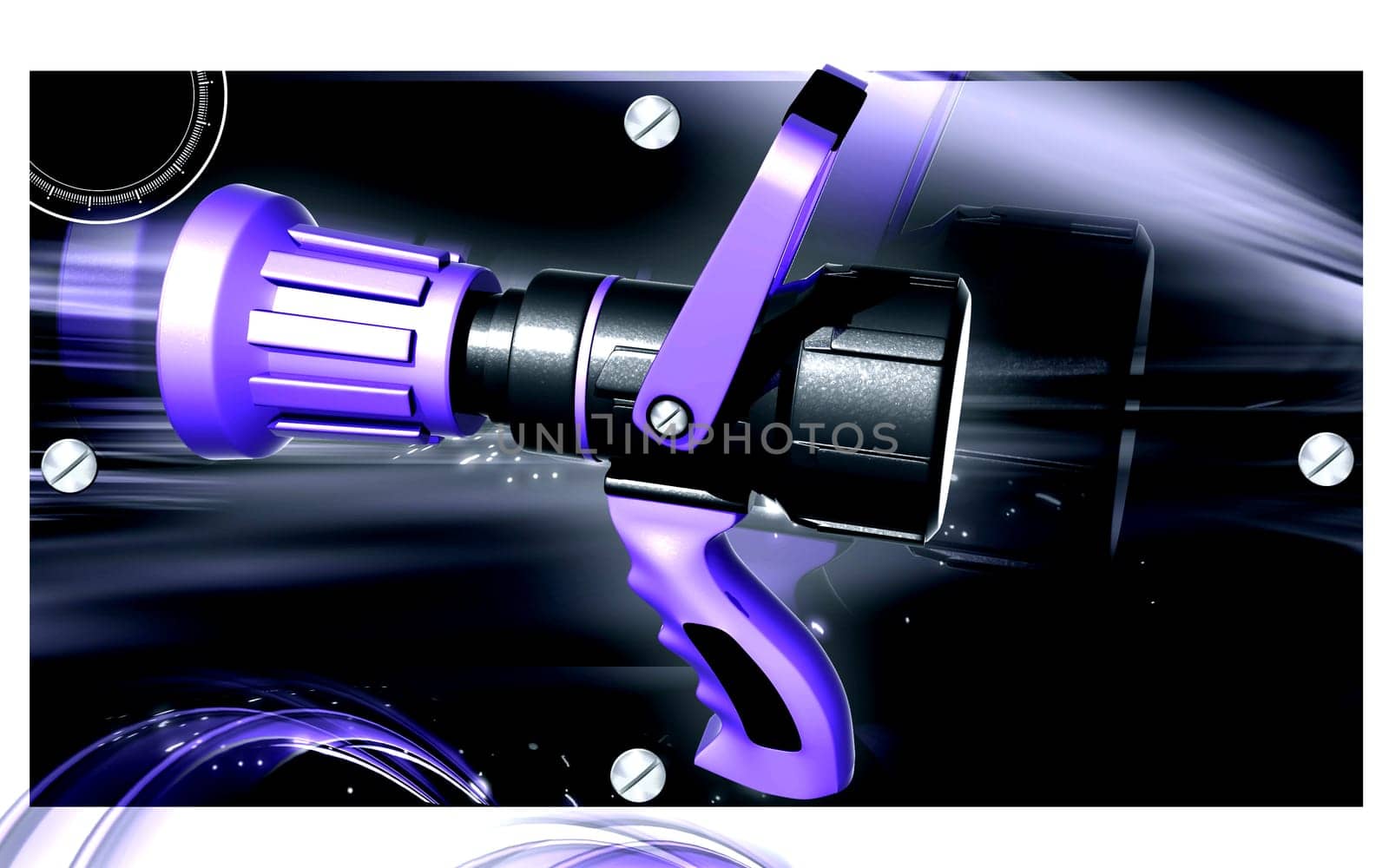 Digital illustration of fire fighting nozzle in colour background