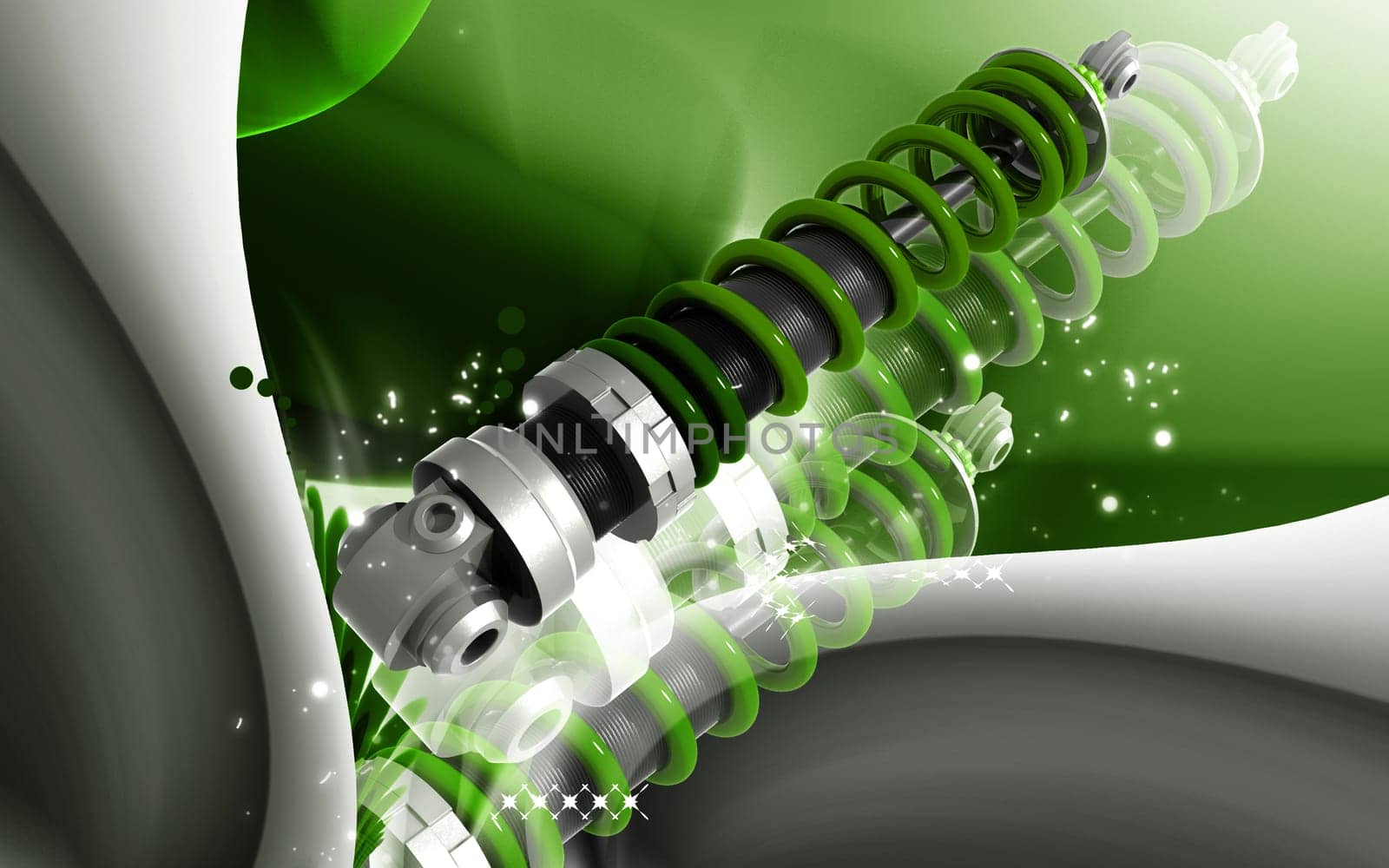 Digital illustration of Shock absorber in colour background