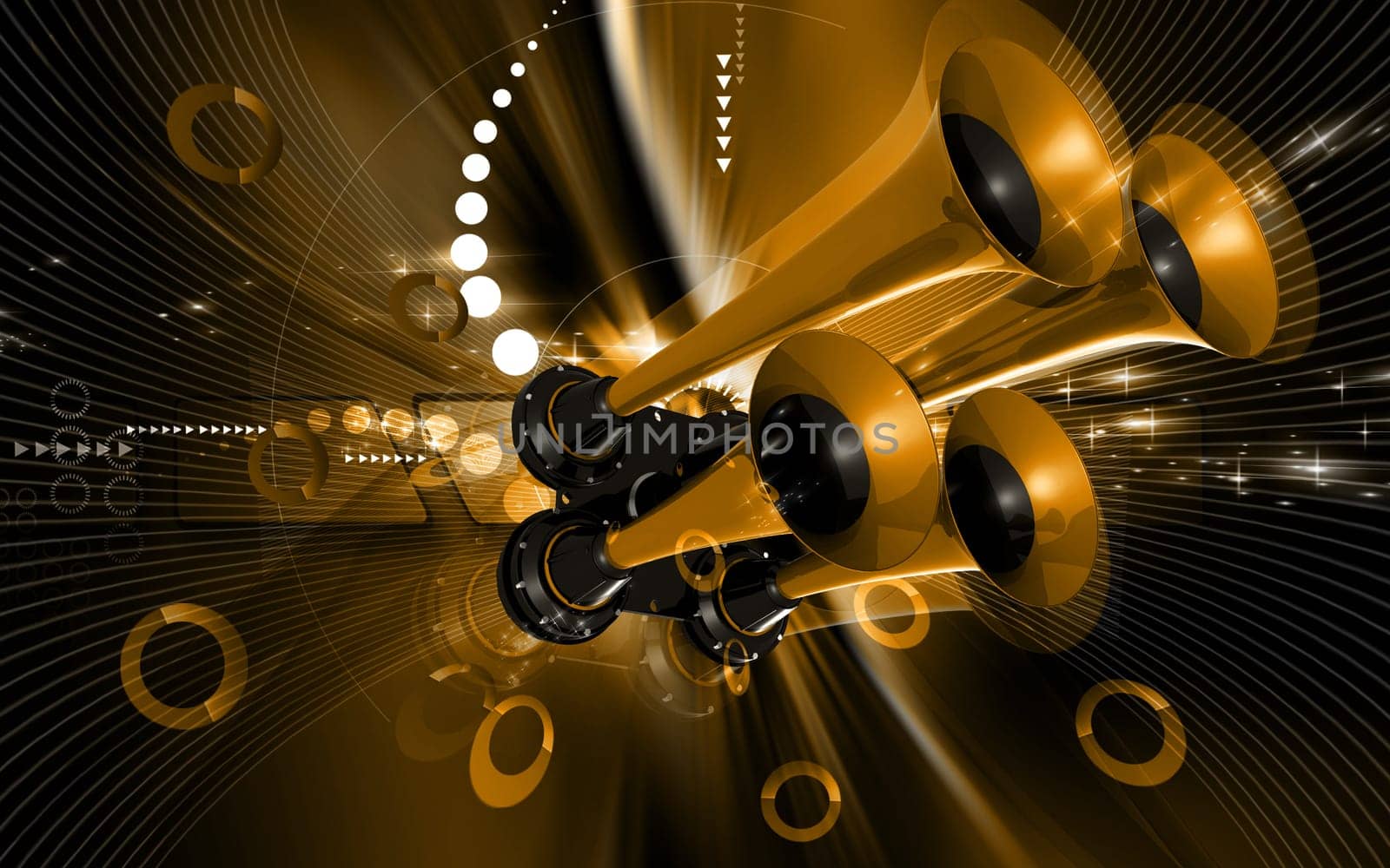 Digital illustration of horn in colour background