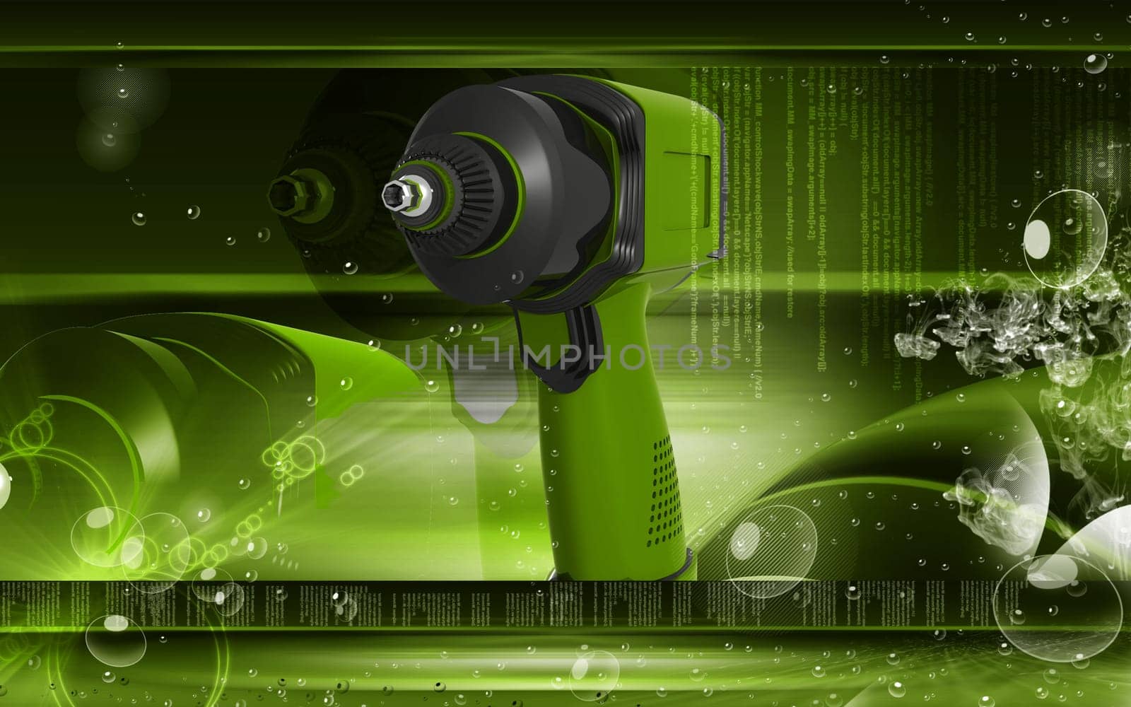 Digital illustration of impact wrench in colour background