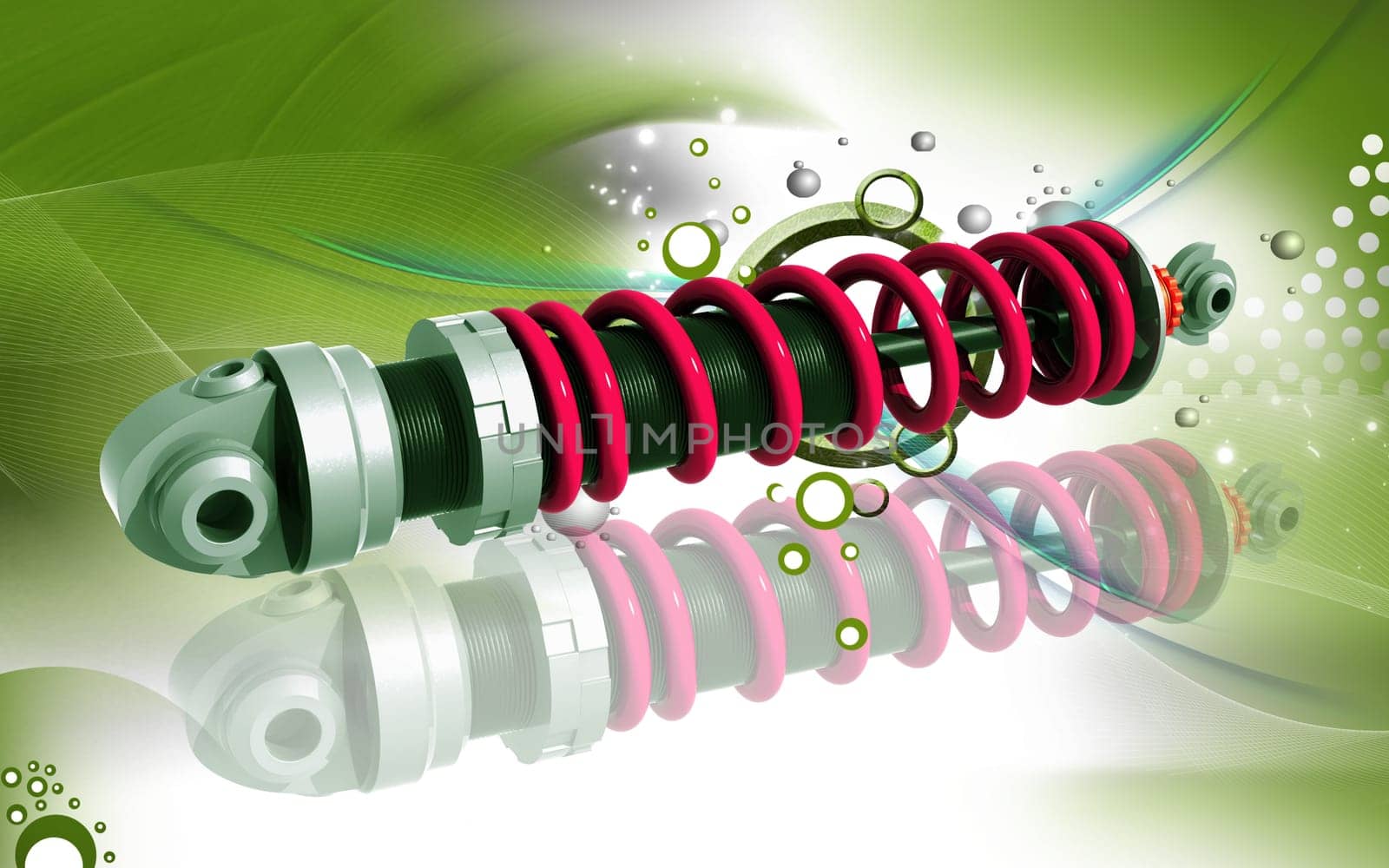 Digital illustration of Shock absorber in colour background