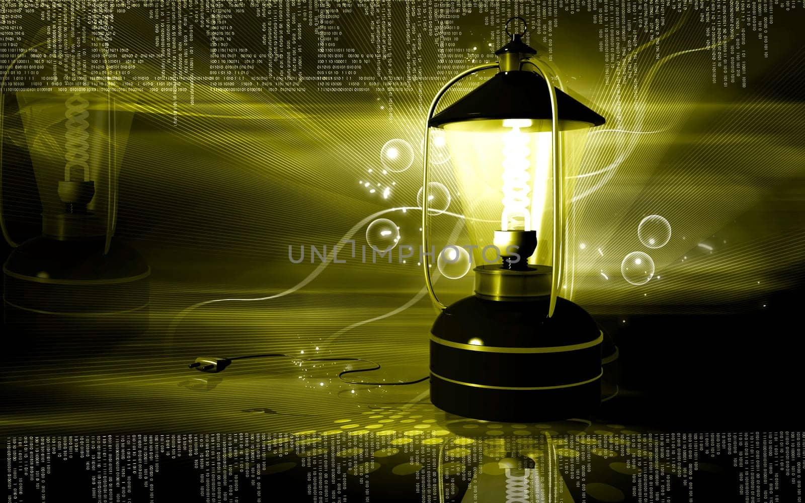Digital illustration of a Rechargeable floured lantern in colour background