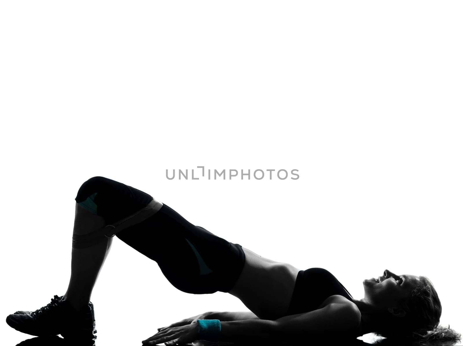 one woman exercising workout fitness aerobic exercise posture on studio isolated white background