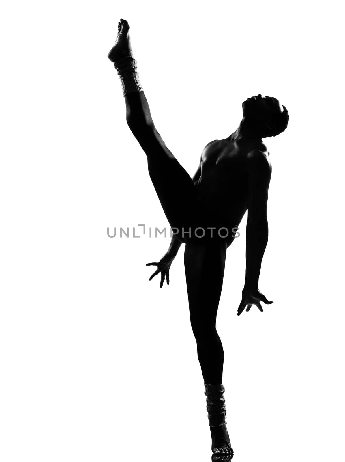 one  african man dancer dancing on studio isolated white background