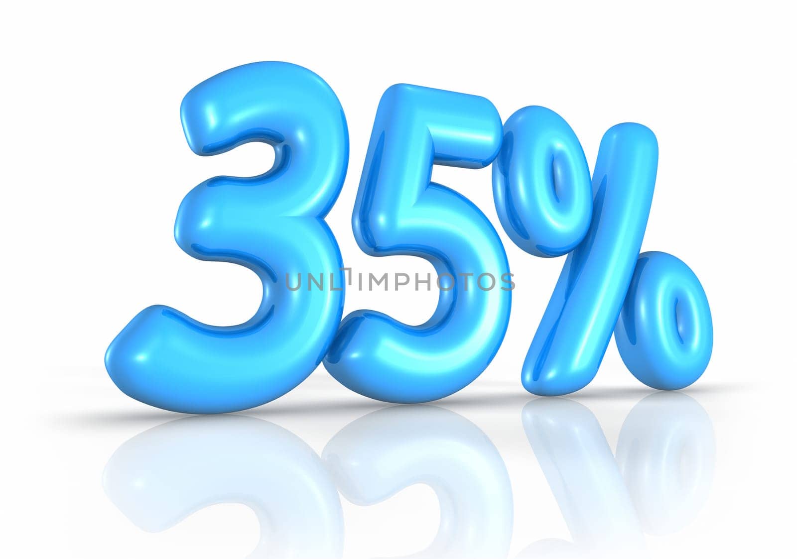 Balloon thirty five percent, isolated on white background. 35%