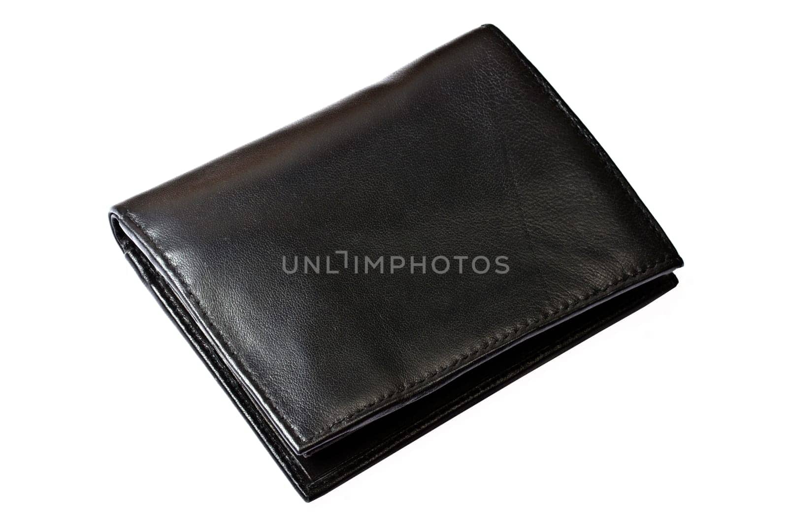Black wallet closeup on white background