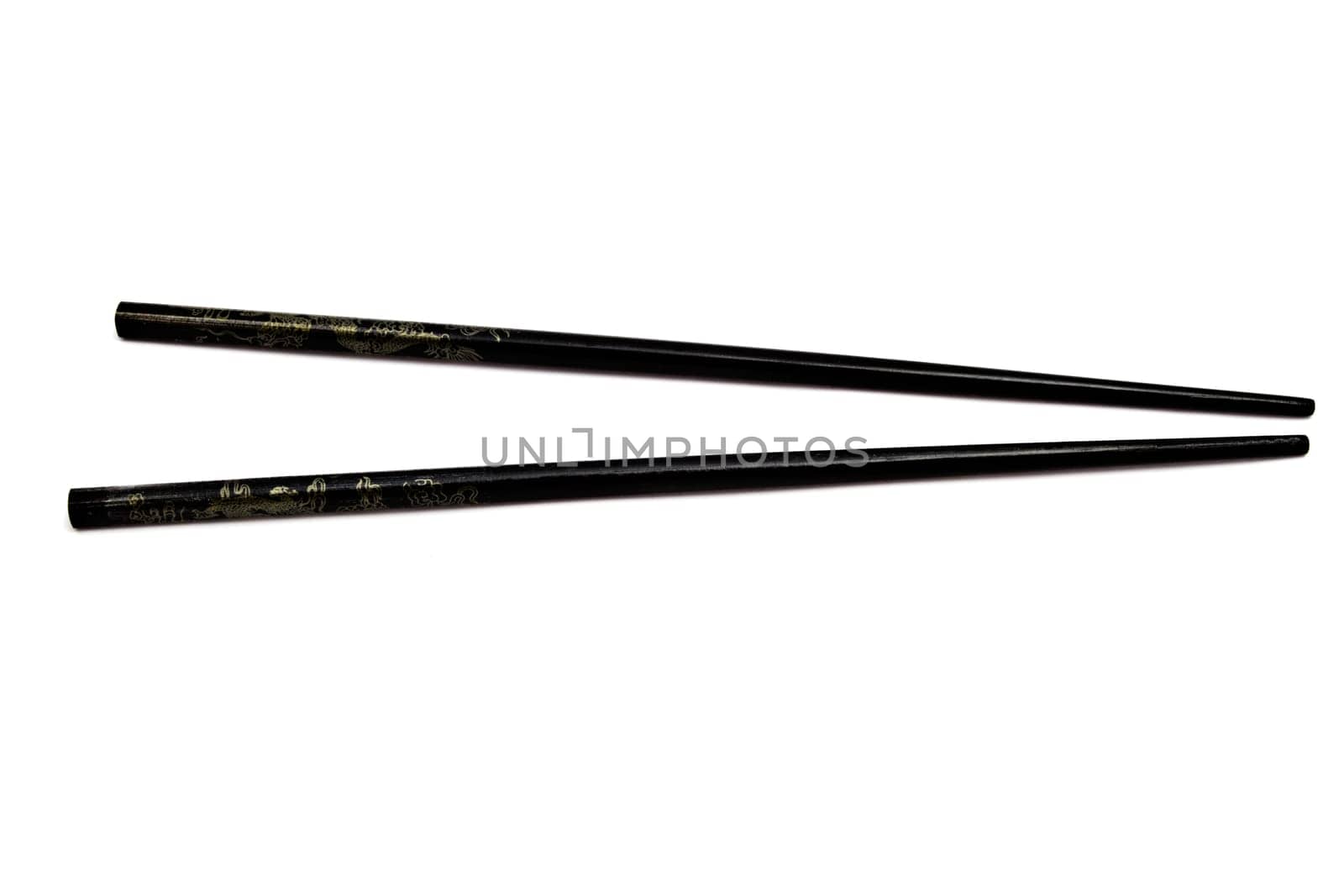 Black chopsticks isolated on white background