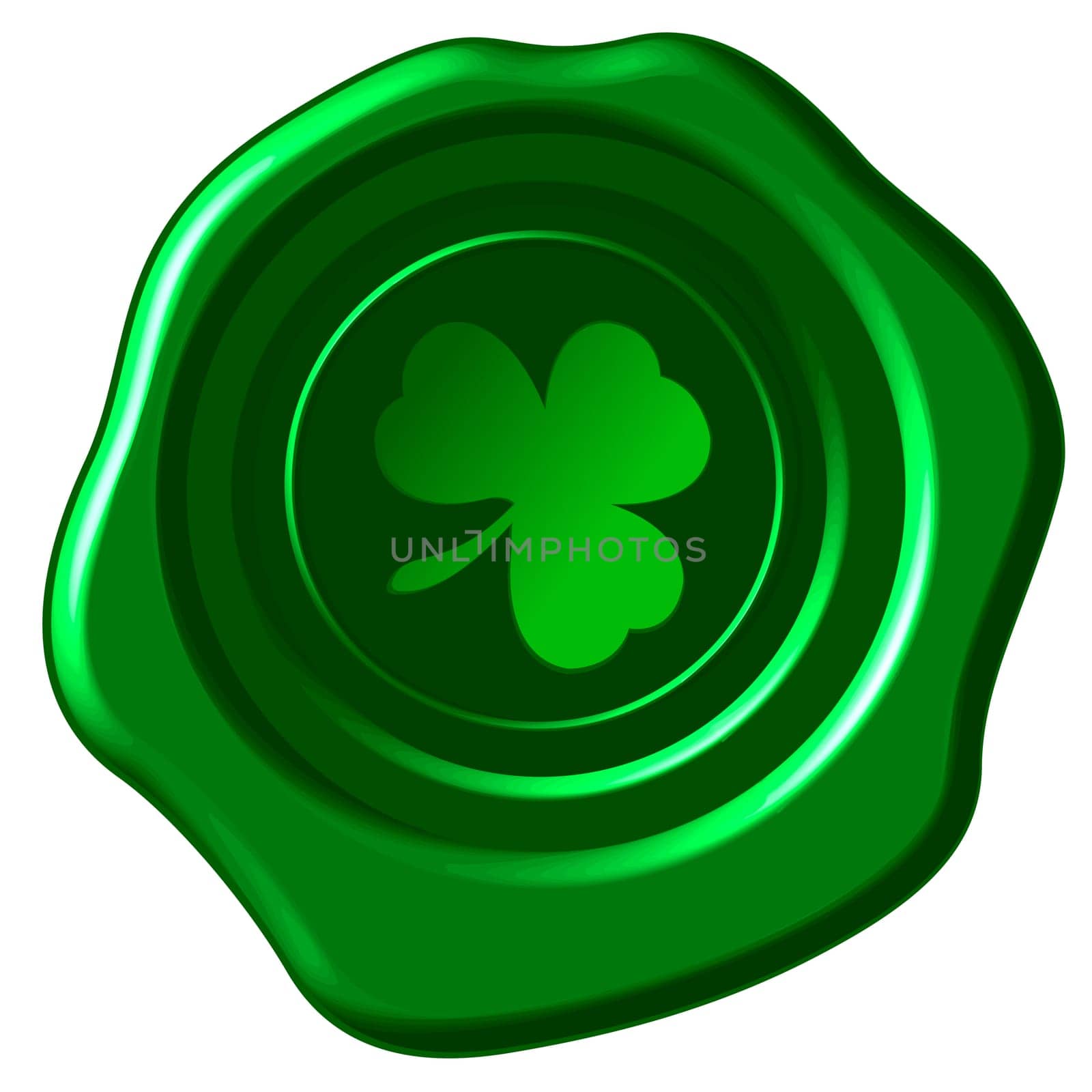 Clover leaf on a green wax seal