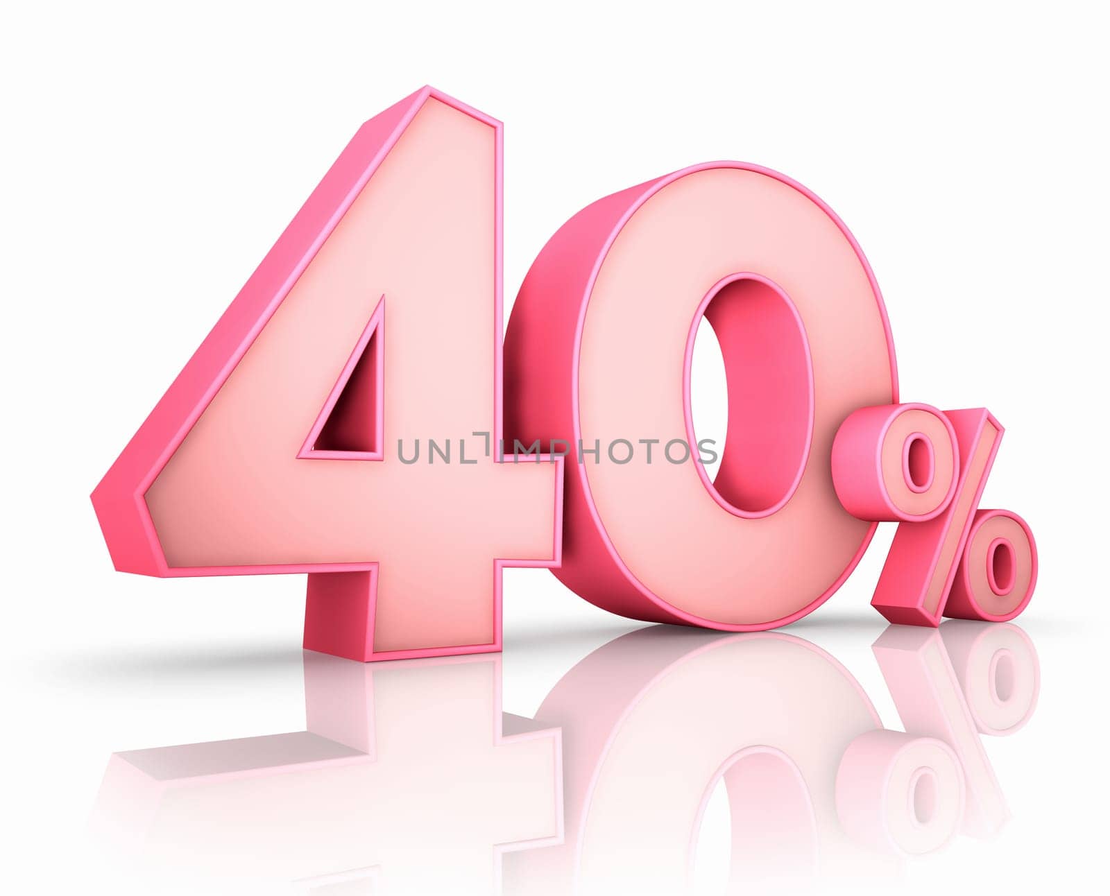 Pink forty percent, isolated on white background. 40%