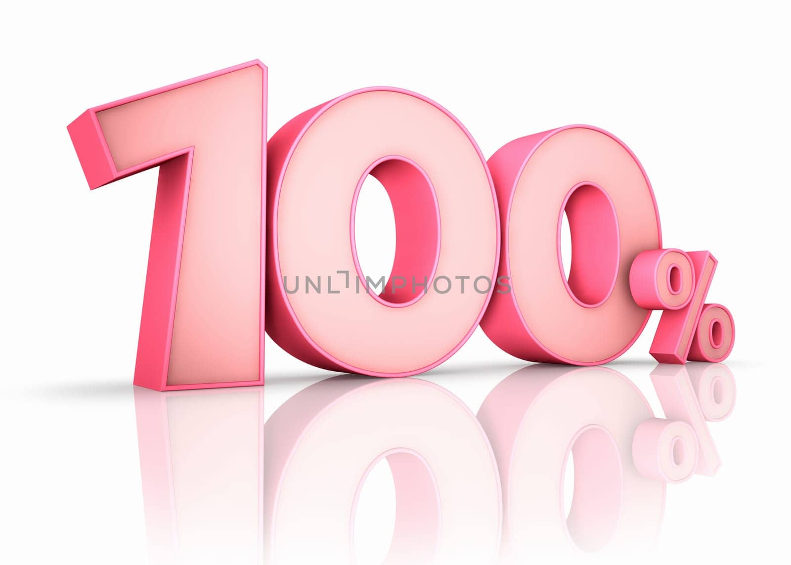 Pink hundred percent, isolated on white background. 100%