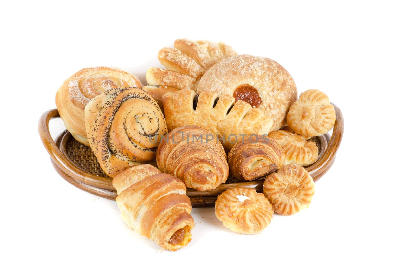 Bakery foodstuffs set on a white background