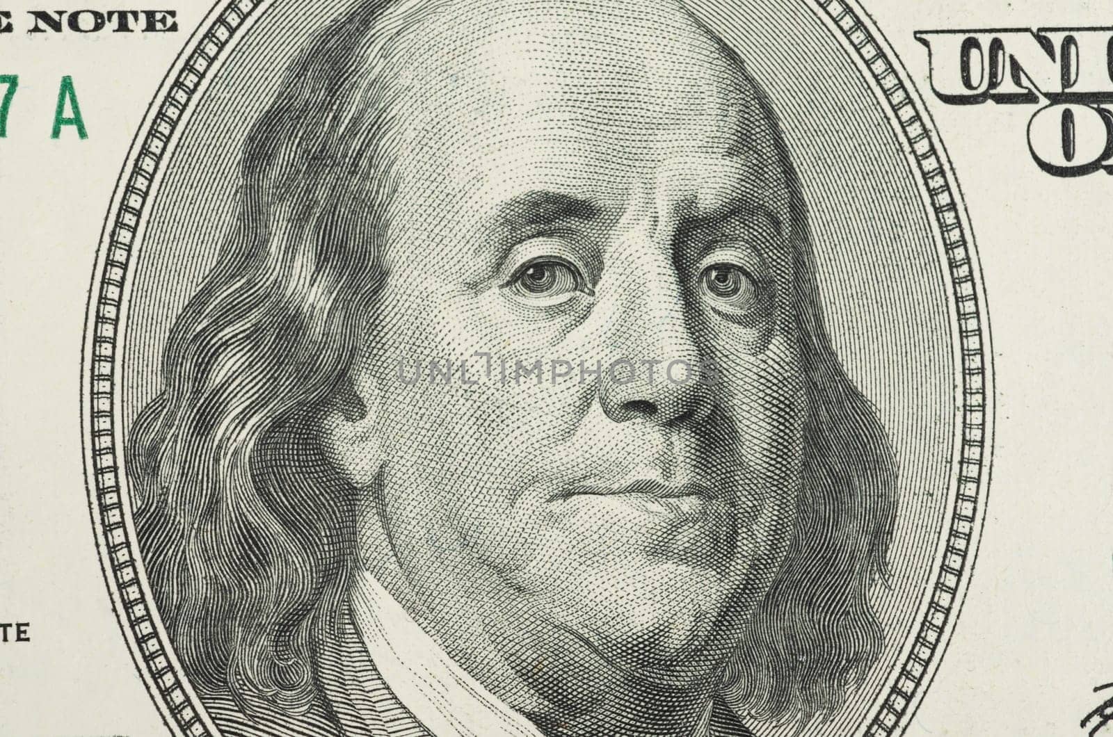 Benjamin Franklin portrait from 100 dollars banknote