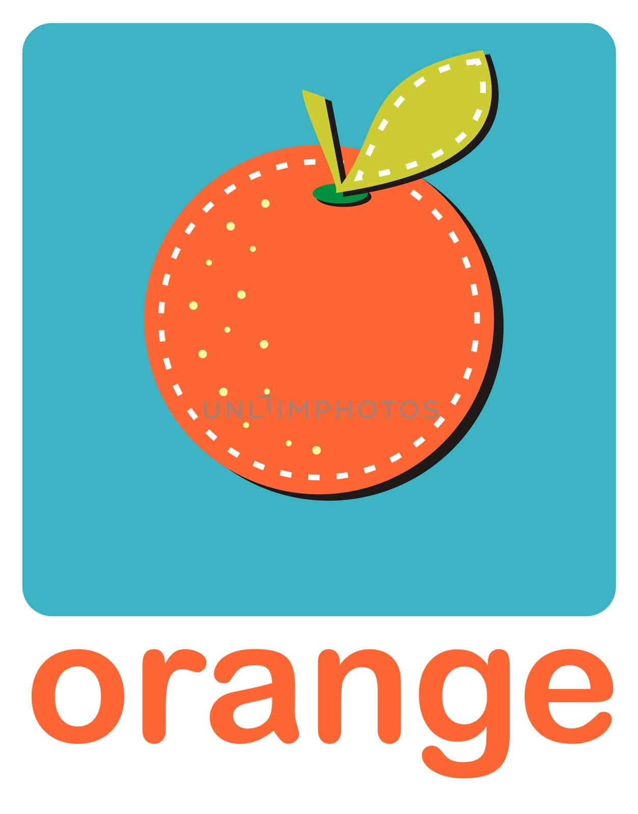An icon of an orange over a turquoise background.Vector available
