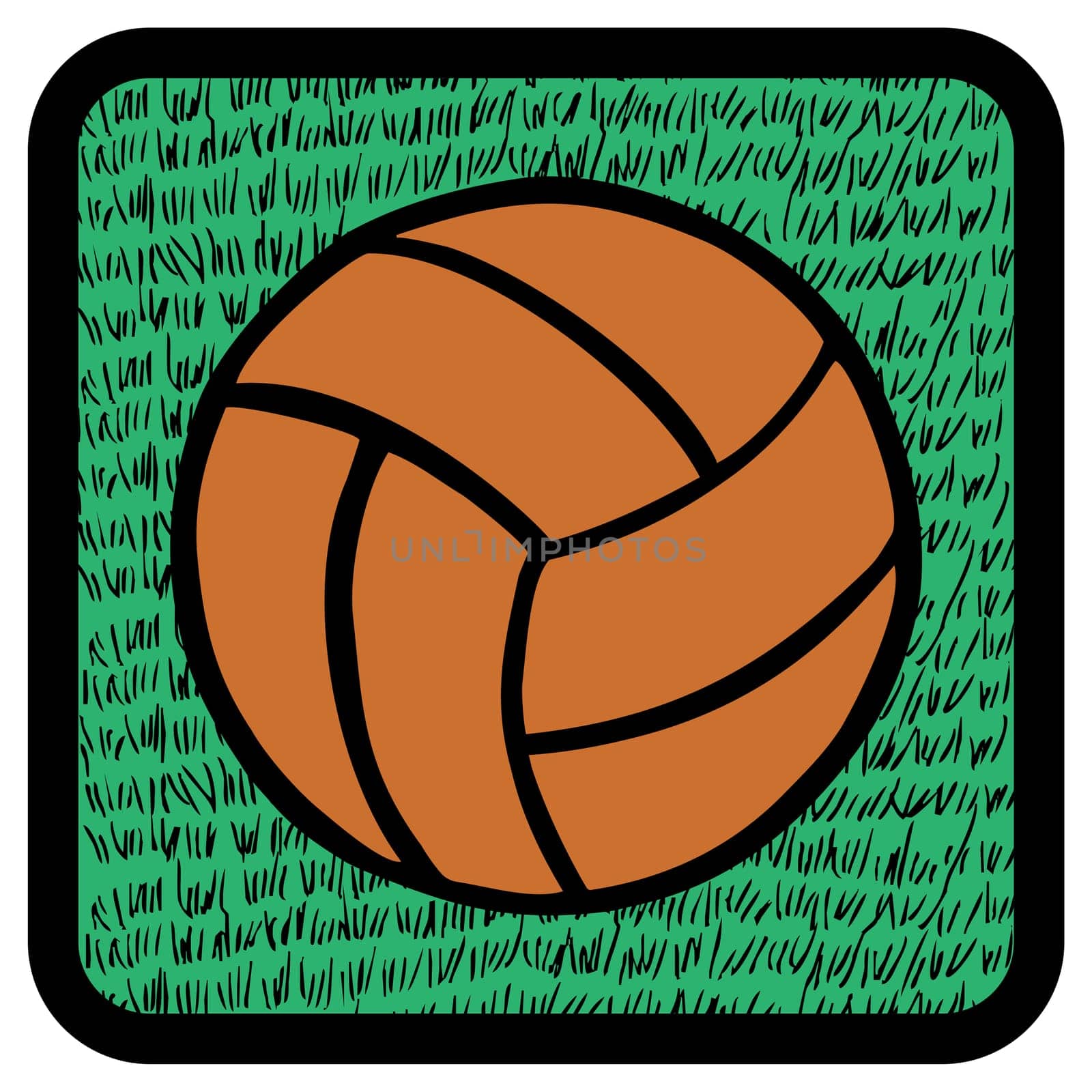 Orange Soccer ball over green grass background.