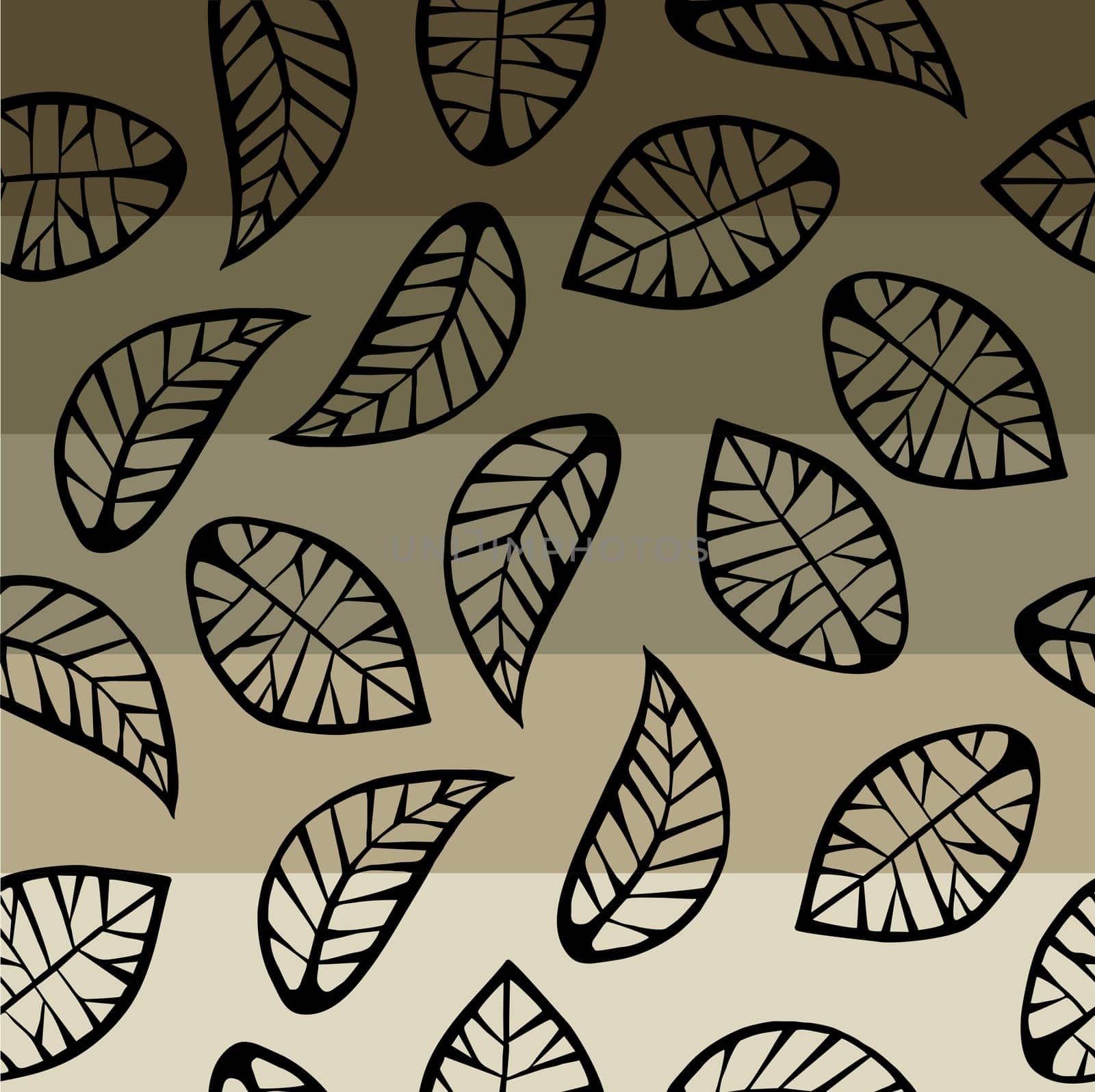 Leaves on degrade in stripes background vector