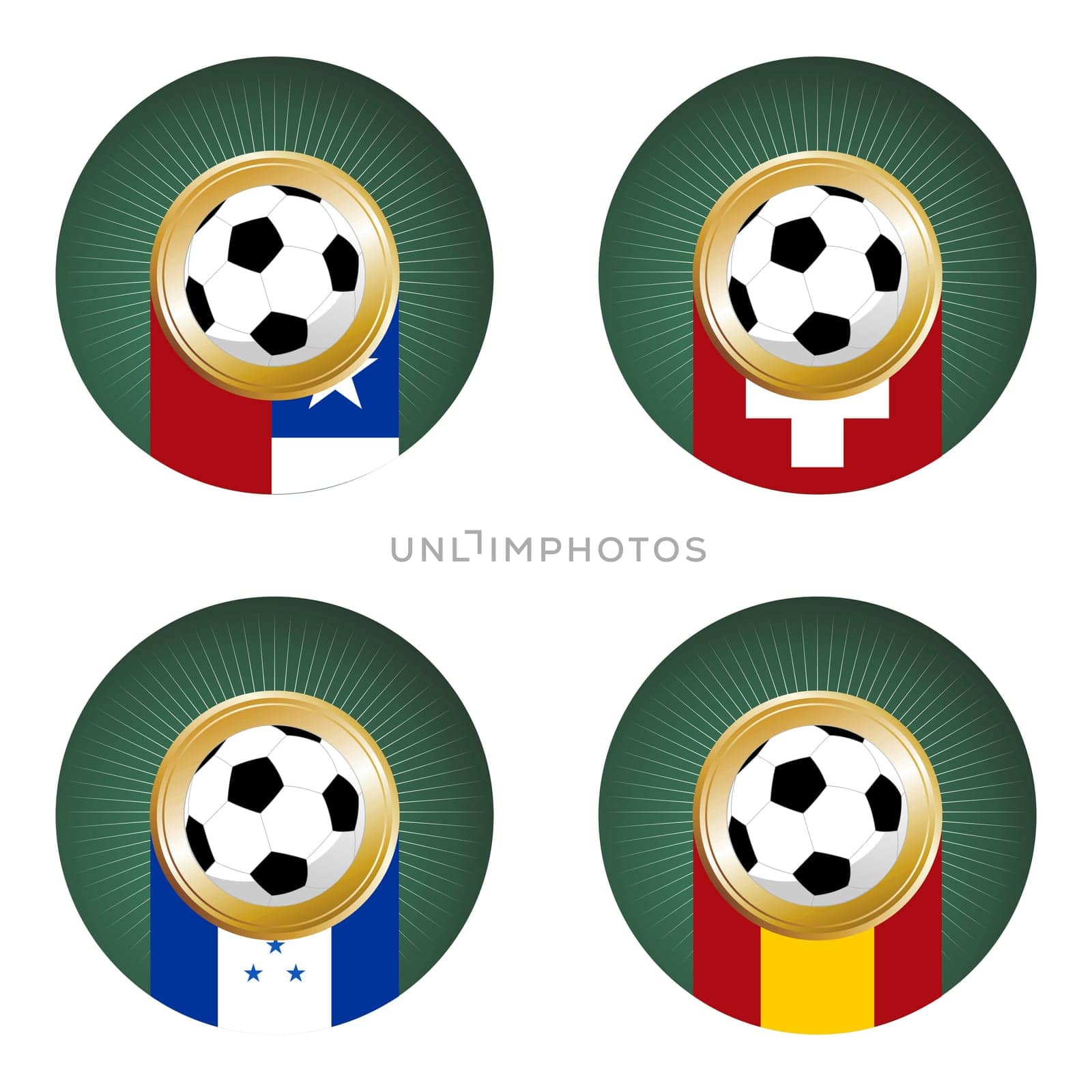 Composition with footballs in the flags of each country of the group H to the 2010 soccer World Cup
