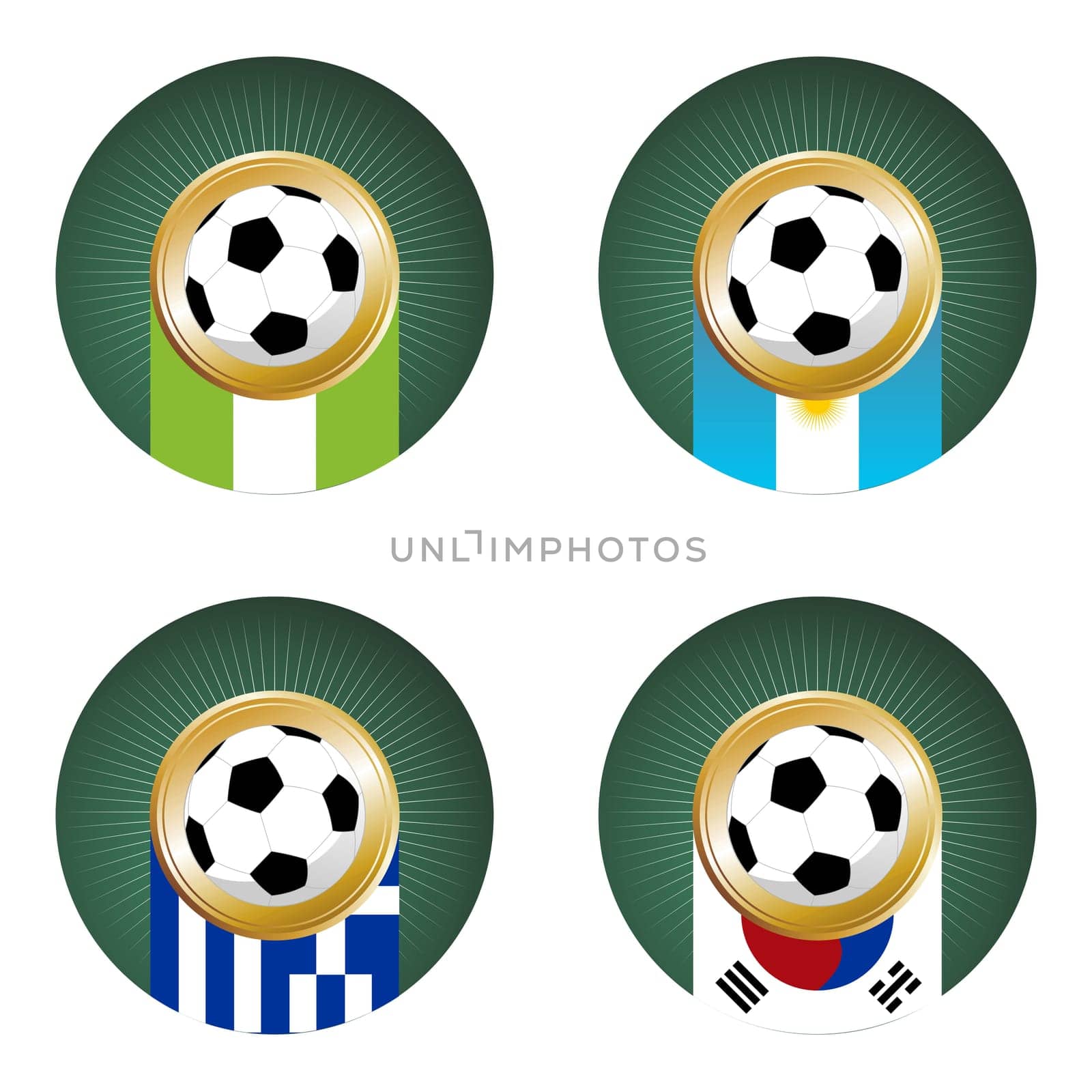 Composition with footballs in the flags of each country of the group B to the 2010 soccer World Cup